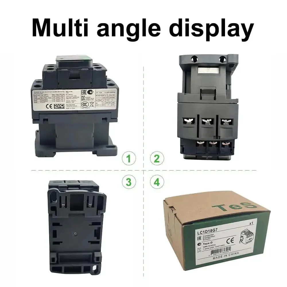 3 Pole Non-Reversing Contactor, 18A, 120 VAC Coil, 1 NO 1 NC Auxiliary Contacts, 50 To 60 Hz, Built For Heavy Load Motors, Lighting And Heating Equipment, Industrial Control Relay For Reliable Power Switching - Image 4