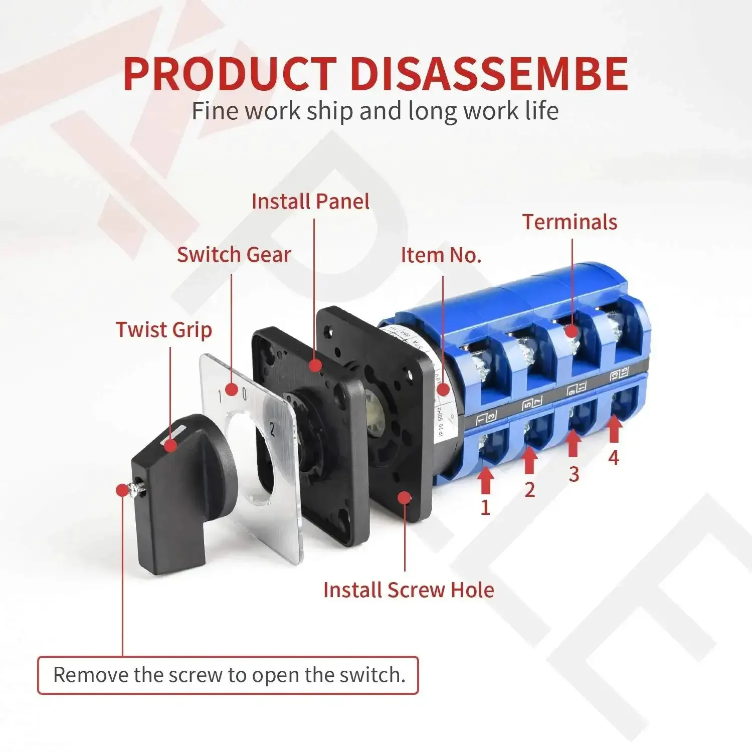 3 Position Latching Changeover Selector Switch Box 63A 440V 3 Phase 12 Terminals Universal Rotary Cam Selector Heavy Duty Industrial Grade Wiring Box For Power Switches - Image 2