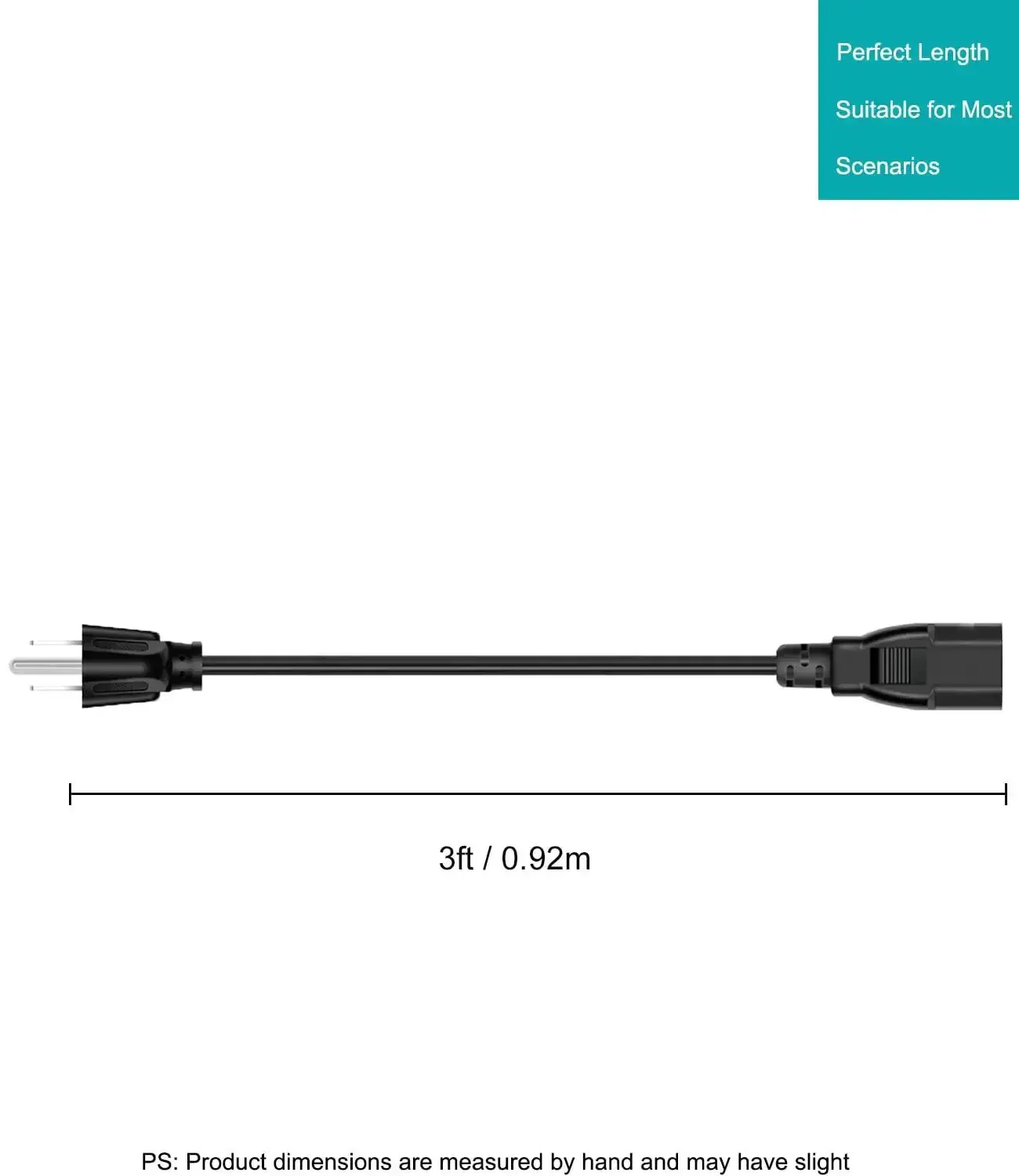 3 Prong Power Cord For 3 Feet AC SVT 18AWG C13 To NEMA 5-15P UL Listed Replacement Cord For Electric Pressure Cookers, Rice Cookers, Soy Milk Makers And Other Kitchen Appliances Must Have - Image 2