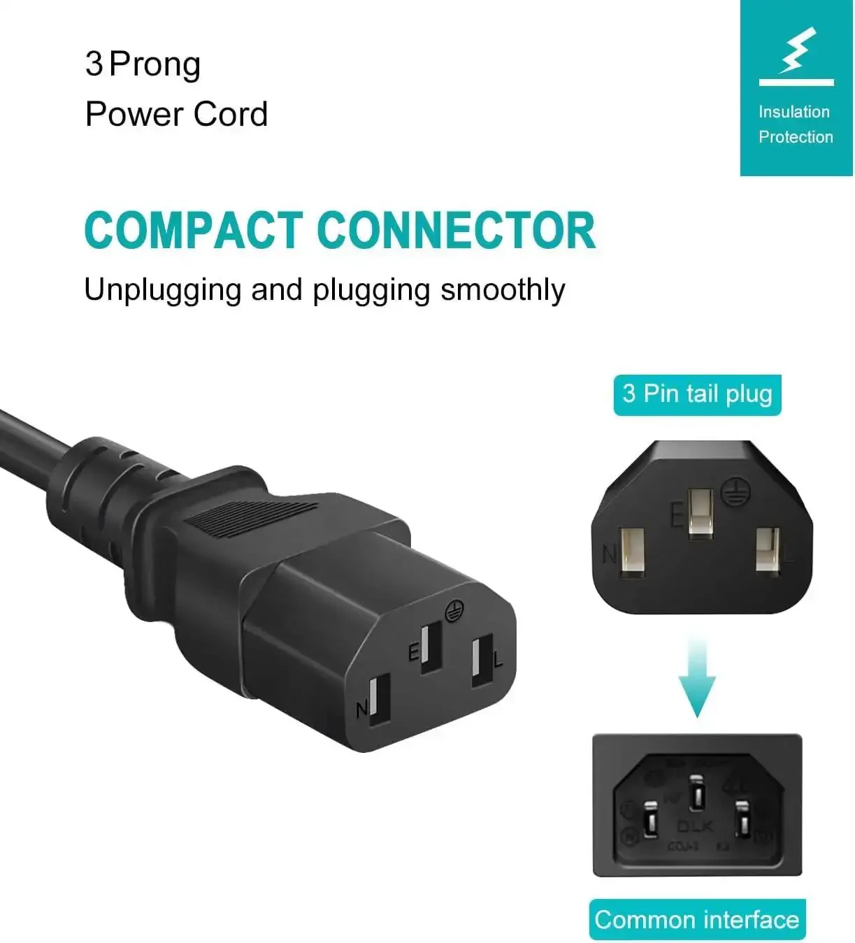 3 Prong Power Cord For 3 Feet AC SVT 18AWG C13 To NEMA 5-15P UL Listed Replacement Cord For Electric Pressure Cookers, Rice Cookers, Soy Milk Makers And Other Kitchen Appliances Must Have - Image 6