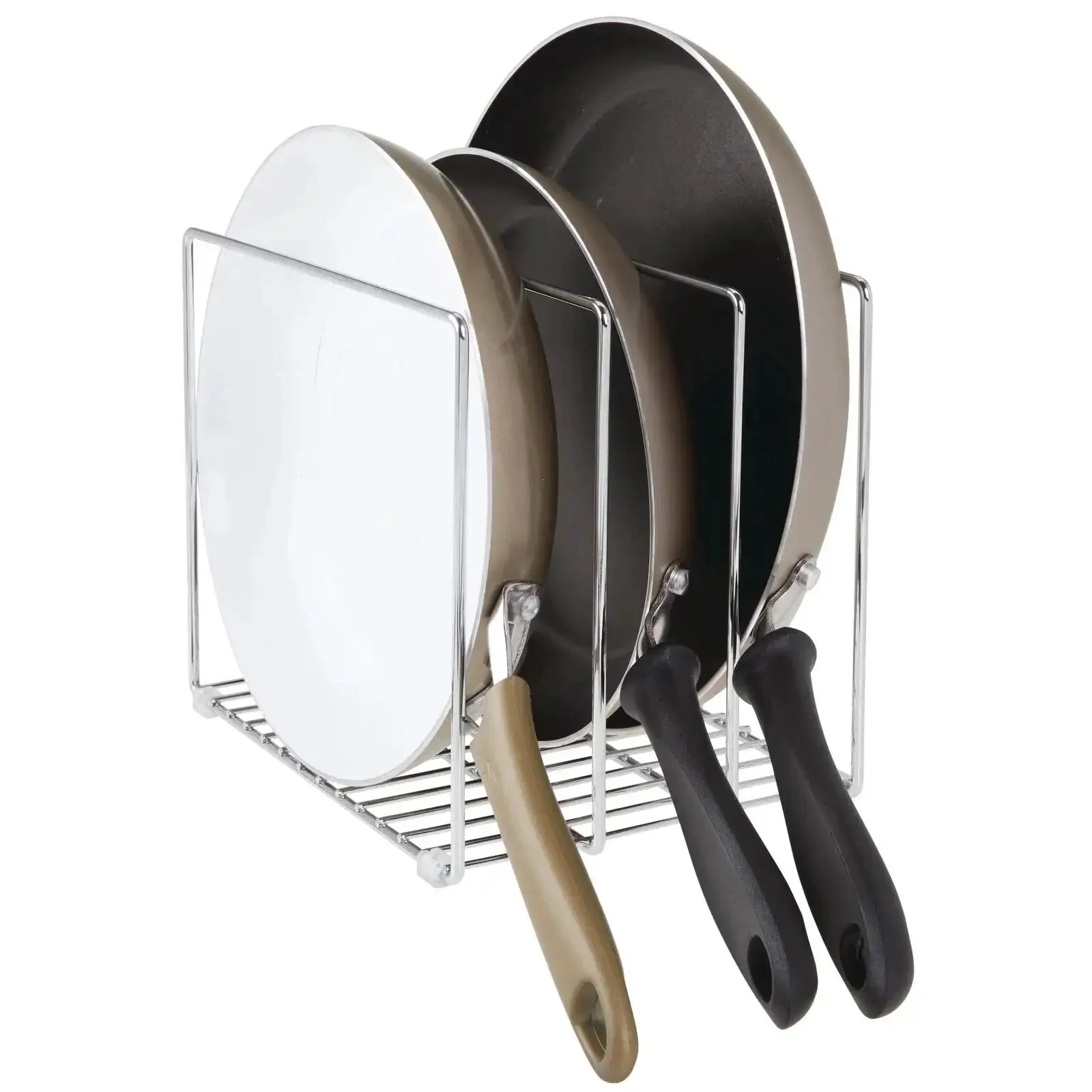 3 Slot Tray And Pan Rack For Kitchen Organization, Metal Wire Pantry Storage, Freestanding Pan Lid Holder For Baking Trays Pots Pans Crockery, Silver Finish, Space Saving And Clutter Busting - Image 4