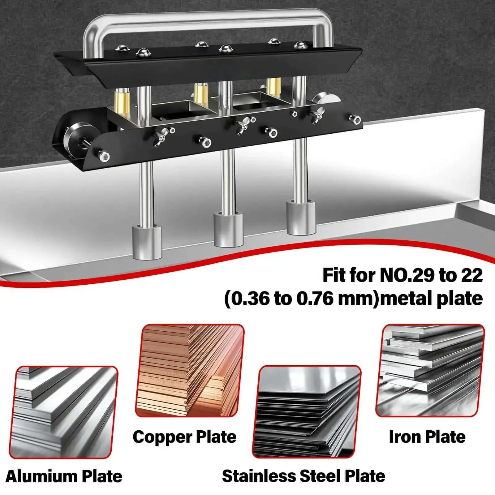 3-Station Edge Roller Bender For Metal Roofing And Sheet Metal 0 To 90 Degree Bends, Built Tough End Bender For 29 To 22 Gauge Steel, Five Eighths To Four Inch Bend Range, Suitable For 16 To 102 Millimeter Bends, Easy Back And Forth Operation - Image 7