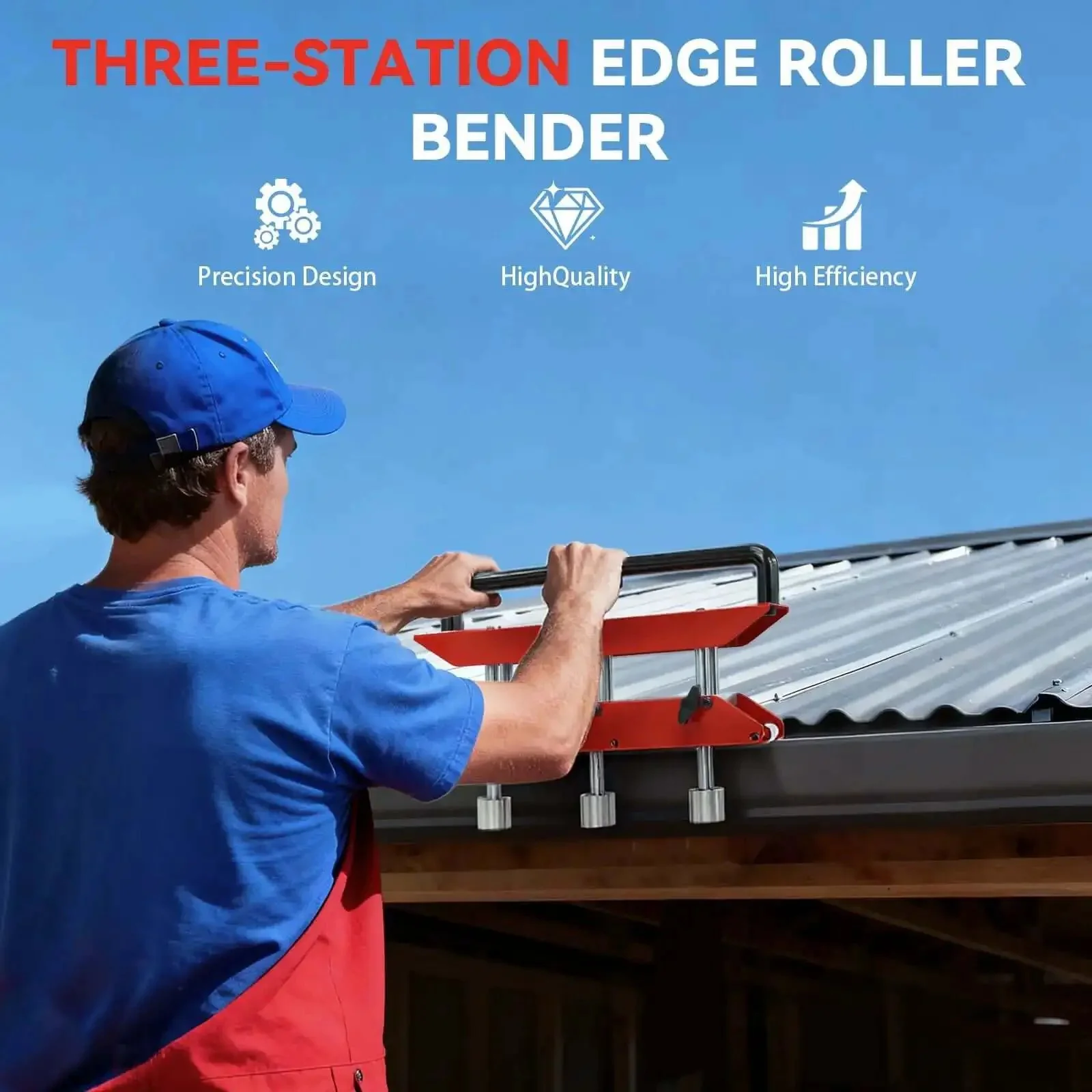 3 Station Metal Roofing Bender With 0 To 90 Degree Edge Roller Large Radius Sheet Metal Bender For Half To Five Inch Bends 13 To 130 mm Pro Grade Roofing Tool For Factory Workshop And Home Use - Image 3