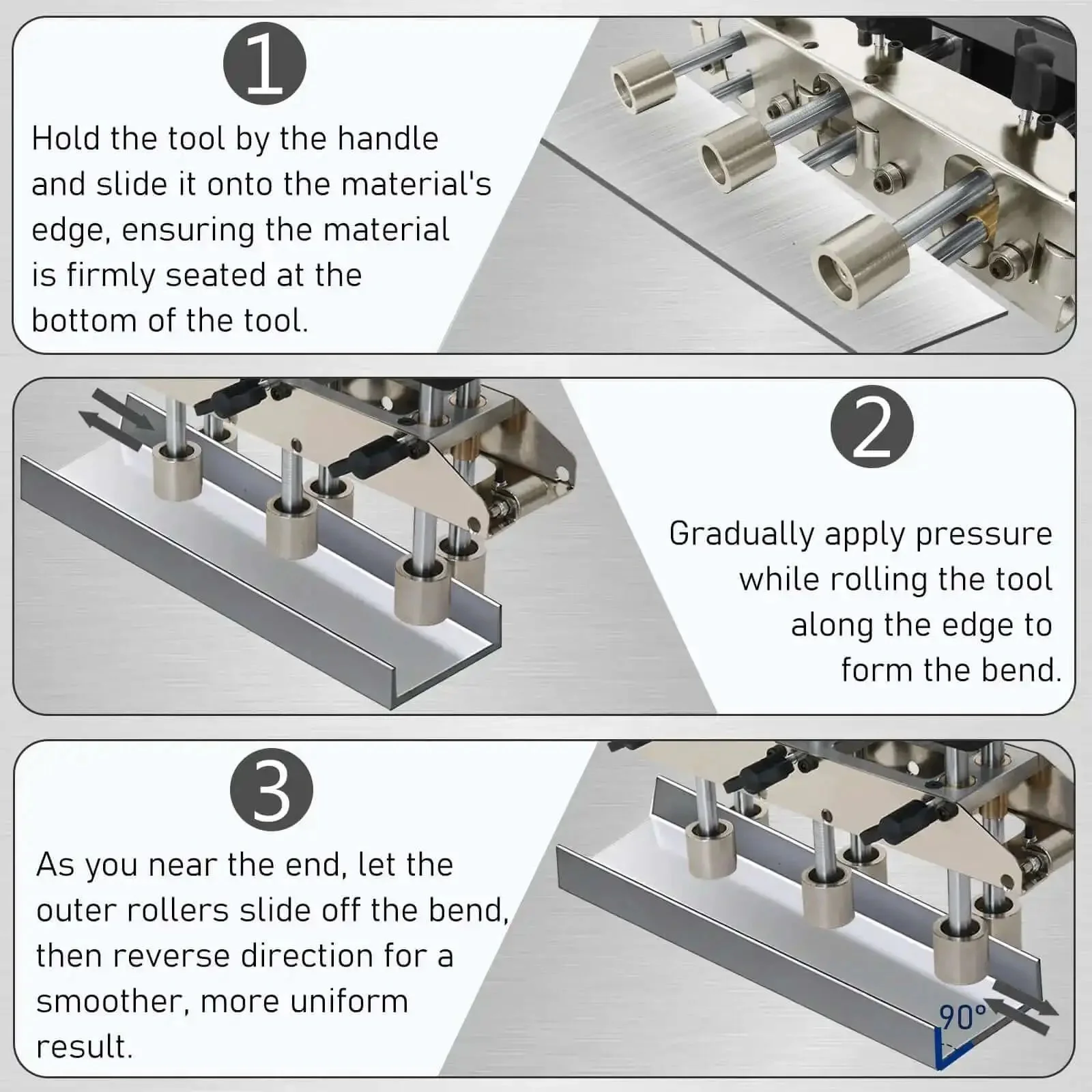 3 Station Roller Bender For Sheet Metal, Adjustable 0 To 90 Degree Bending Angles, Heavy Duty Metalworking Tool For Half Inch To Five Inch Bends In 29 To 22 Gauge Steel, Durable, Easy To Use For DIY Projects And Professional Shops - Image 3