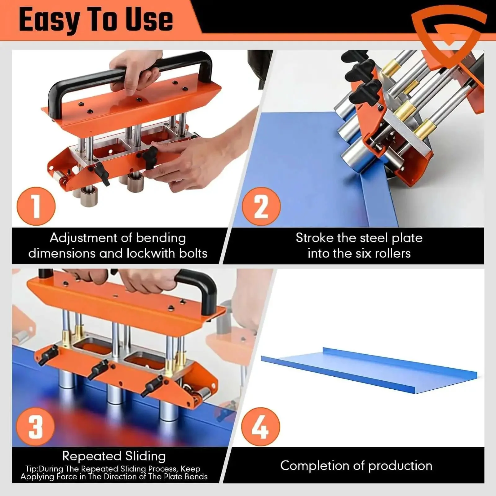 3-Station Sheet Metal Roller Bender for 0-90 Degree Bends, Large Radius Roller, Aluminum Standing Seam Roof Bending Tool for Smooth, Even Bends Across Long Panels and Pro-Grade Fabrication - Image 7