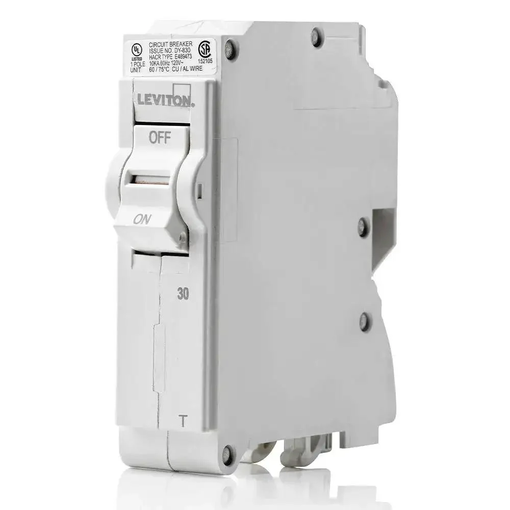 30 Amp 1 Pole Plug On Circuit Breaker Thermal Magnetic 120 Volt For Load Center With Color Indicator Handle And Easy Wiring LB130T White UL Listed For Residential And Commercial Use