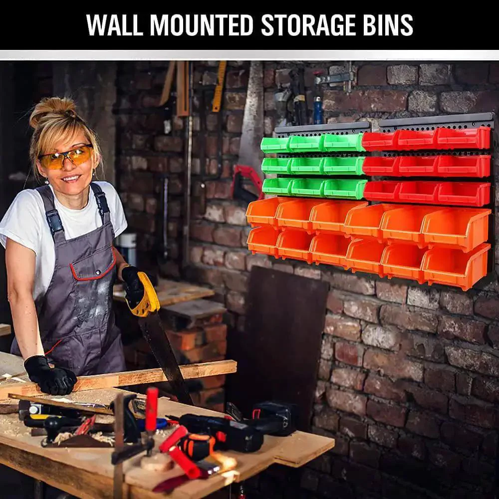 30 Bin Wall Mounted Hardware Organizer For Screws Nuts Bolts Nails And Small Parts, Heavy Duty Garage Storage System With Adjustable Removable Bins, Real Handy Space Saving Easy Install And Customizable Design - Image 3