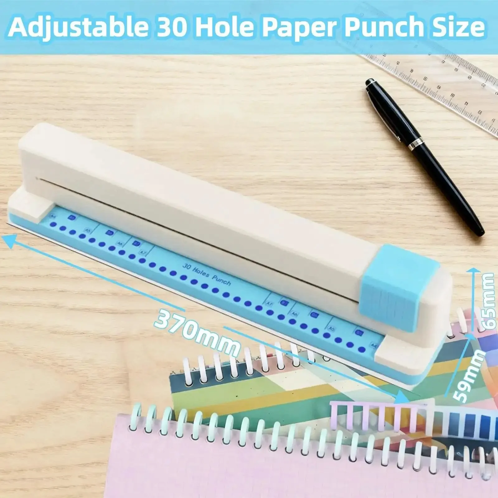30 Hole Paper Punch For Discbound Notebooks And Journals With Loose Leaf Compatibility Adjustable Spiral Hole Puncher That Handles Up To 5 Sheets Works With A4 A5 B5 B6 A6 And More Planner Binder Tool For Quick Clean Holes - Image 4