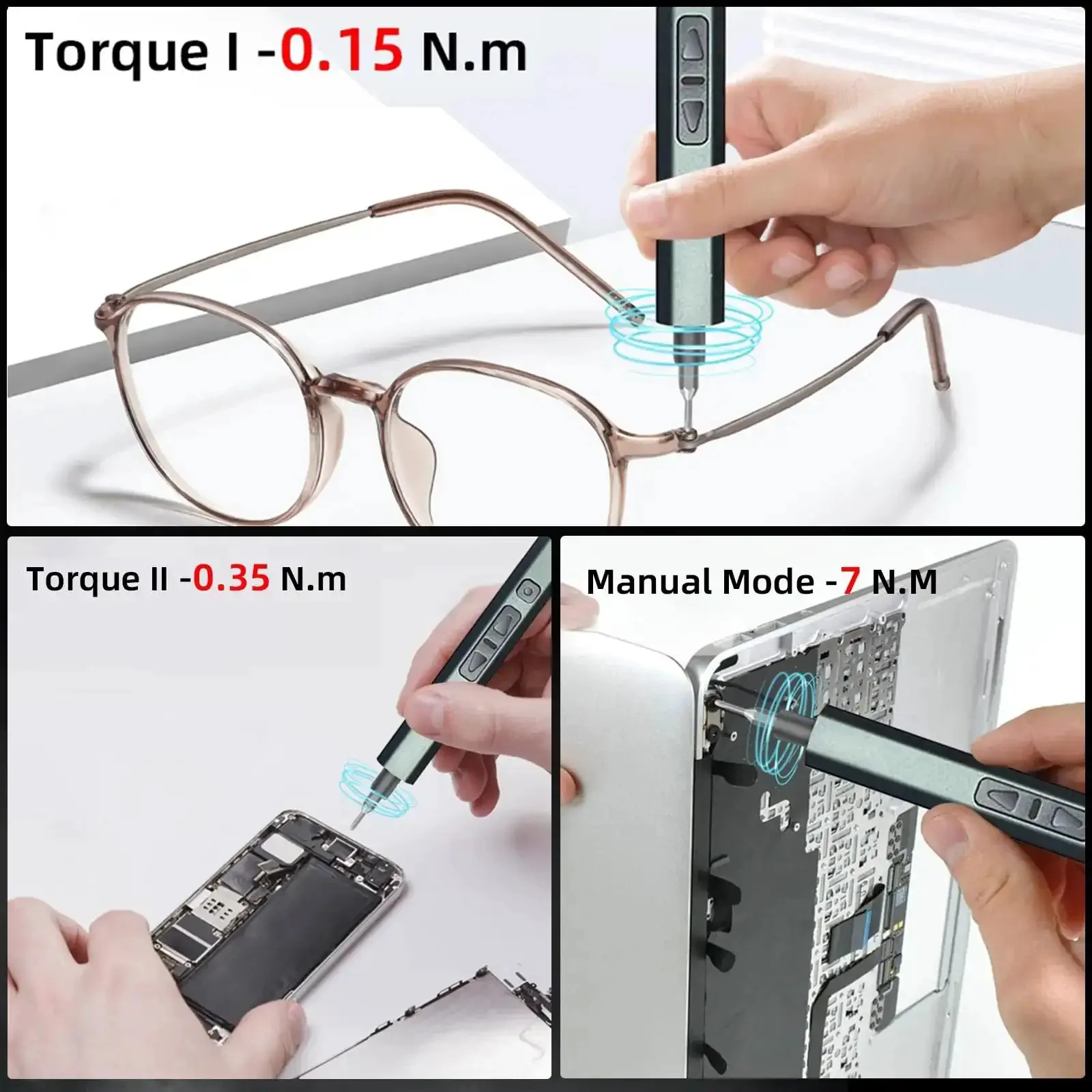 30 In 1 Electric Screwdriver Kit With 24 Magnetic S2 Steel Bits And 3 LED Lights, Precision Cordless Repair Tool For Phones, Cameras, Laptops And Watches, High Torque, 200 RPM, Easy One Handed Tightening - Image 4