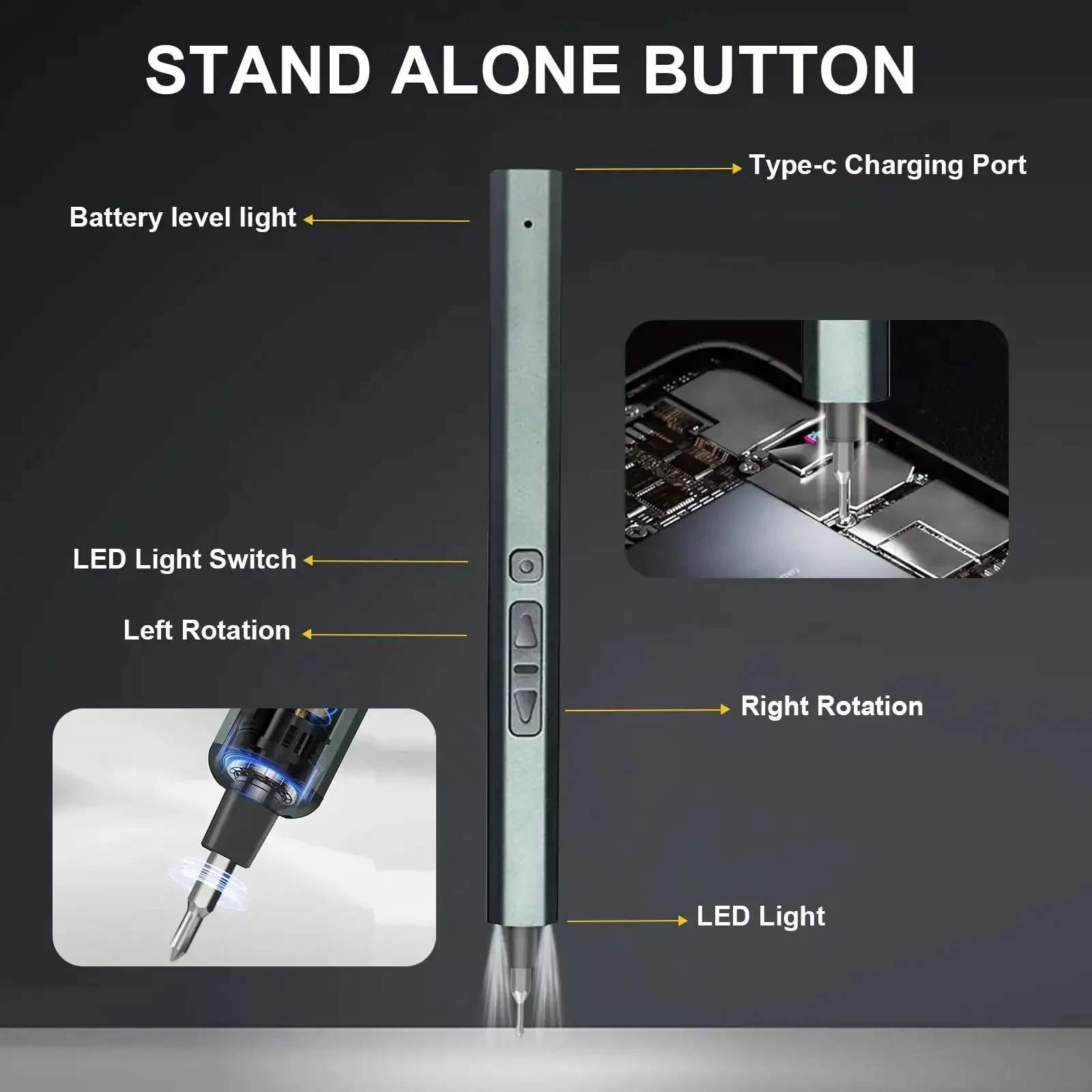 30 In 1 Electric Screwdriver Kit With 24 Magnetic S2 Steel Bits And 3 LED Lights, Precision Cordless Repair Tool For Phones, Cameras, Laptops And Watches, High Torque, 200 RPM, Easy One Handed Tightening - Image 7