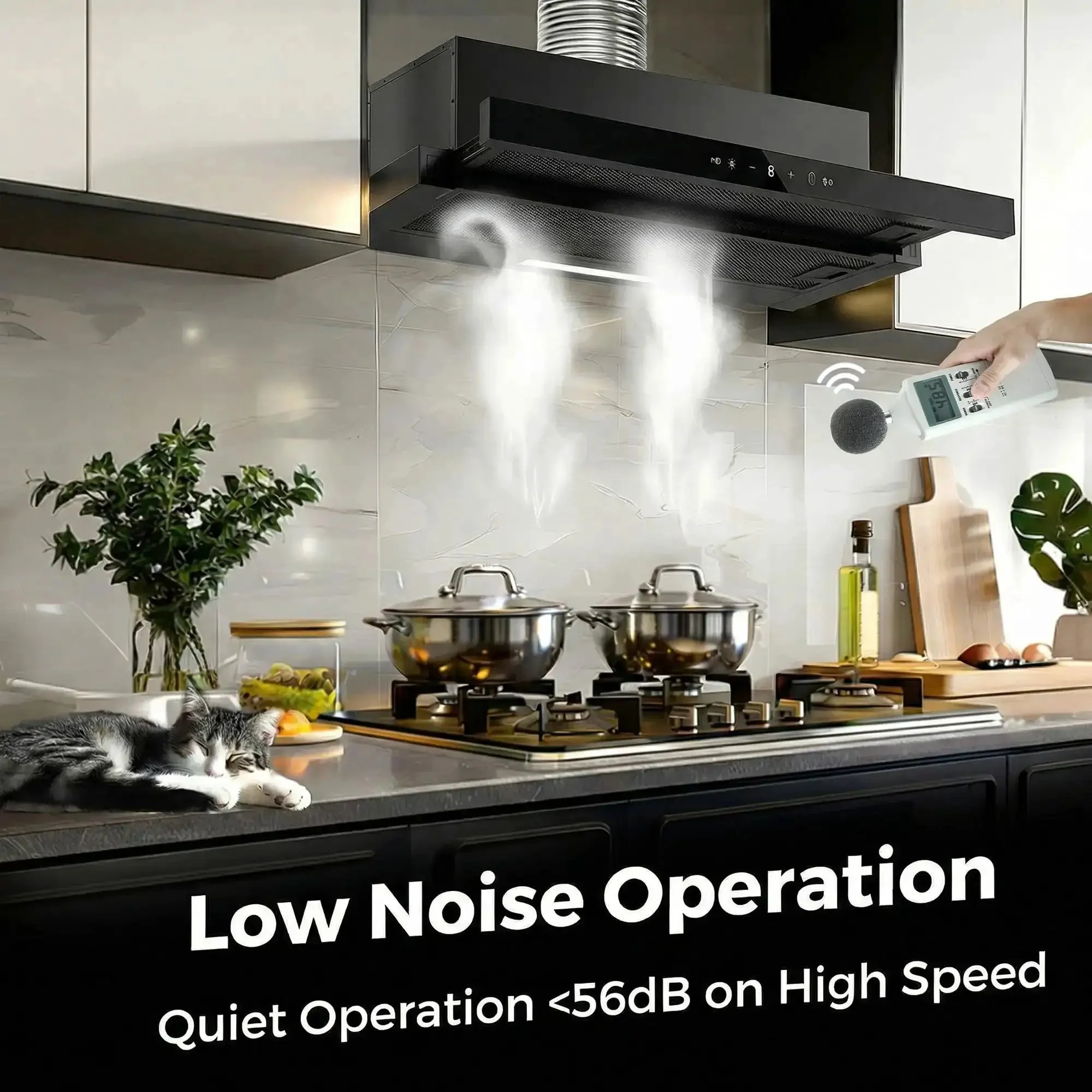 30 Inch Under Cabinet Range Hood With 750 CFM Power, Three Speed Gesture Sensing And Touch Control, Stainless Steel Vent Hood, Pull Out Panel For Space Saving, LED Lights, And Two Aluminum Filters - Image 2