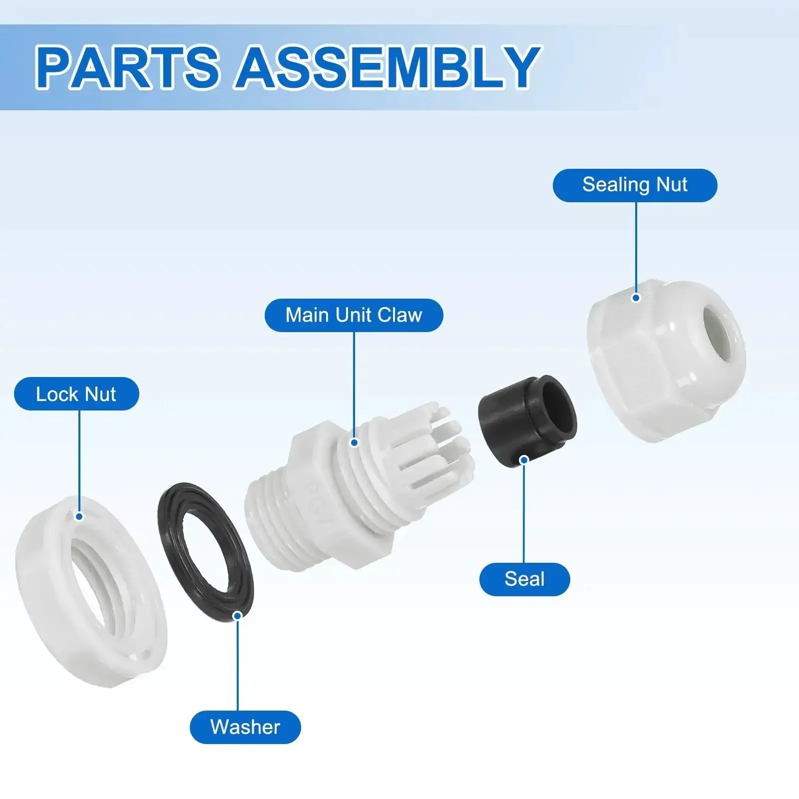 30 Pack PG7 Cable Glands Adjustable 3-6.5mm PA6 Nylon IP68 Waterproof Connectors With Seals For Industrial And Outdoor Electrical Enclosures Anti Corrosion - Image 5
