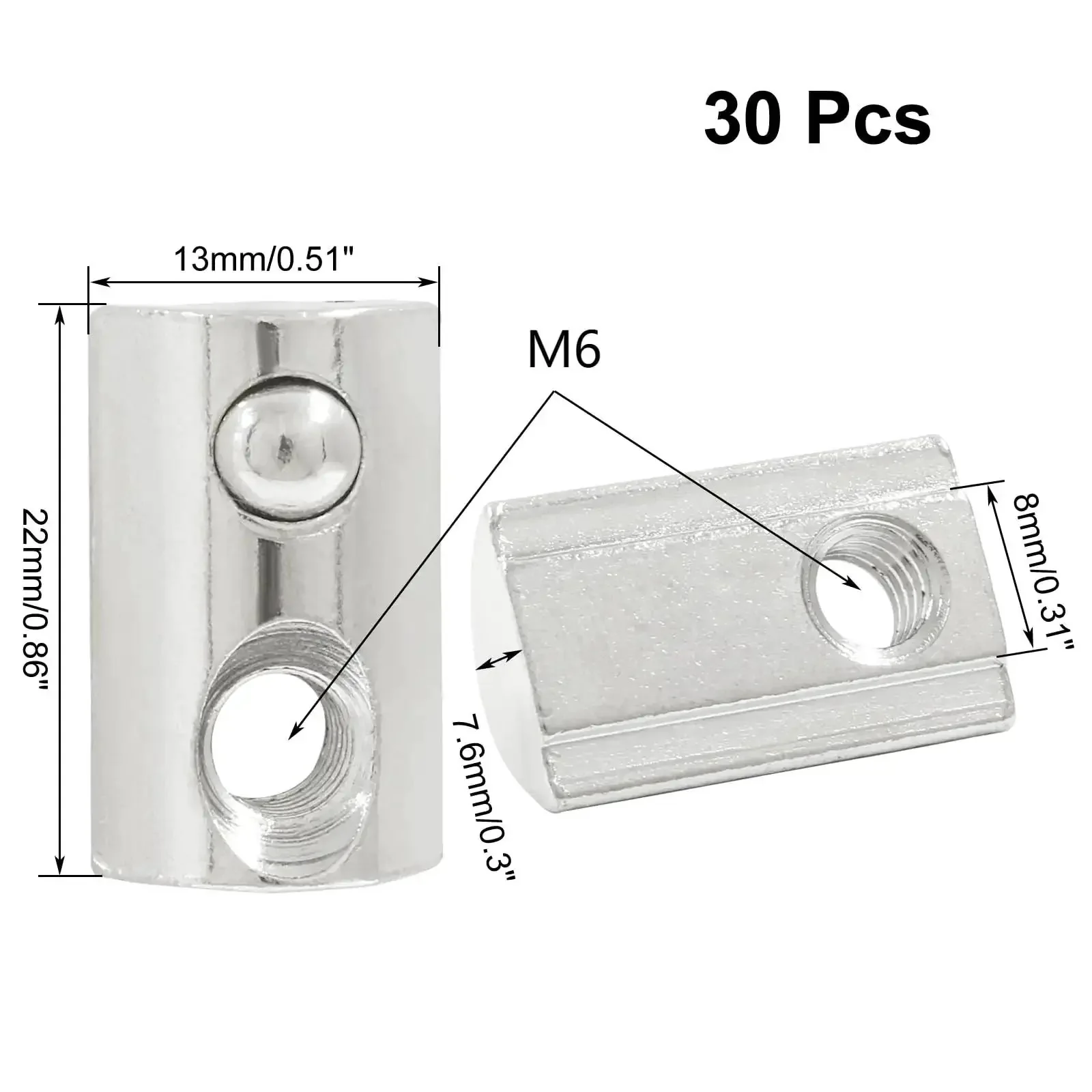 30 Pcs M6 Half Round Spring T Nuts For 4040 Aluminum Extrusion Profiles, Carbon Steel With Nickel Plating, Durable Elastic T Nuts For European 40 Series 8mm T Slot, Fits 40X Profile, Ideal For DIY Projects - Image 5