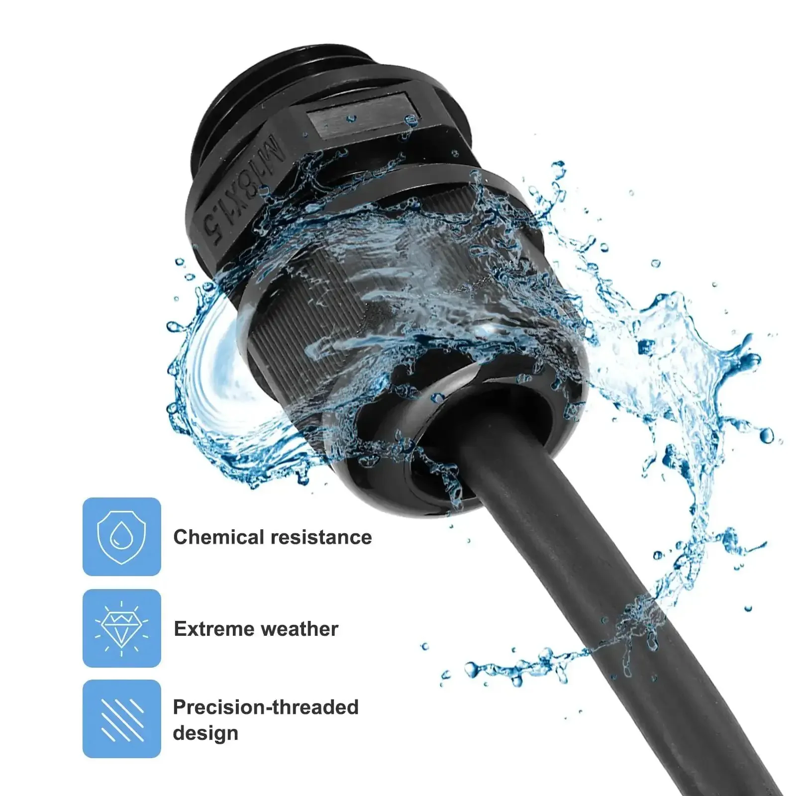 30 Pcs PG7 Cable Glands Adjustable 3-6.5mm PA6 Nylon IP68 Waterproof Connectors With Seals Anti-Corrosion For Rugged Heavy-Duty Industrial And Outdoor Electrical Systems Black - Image 4