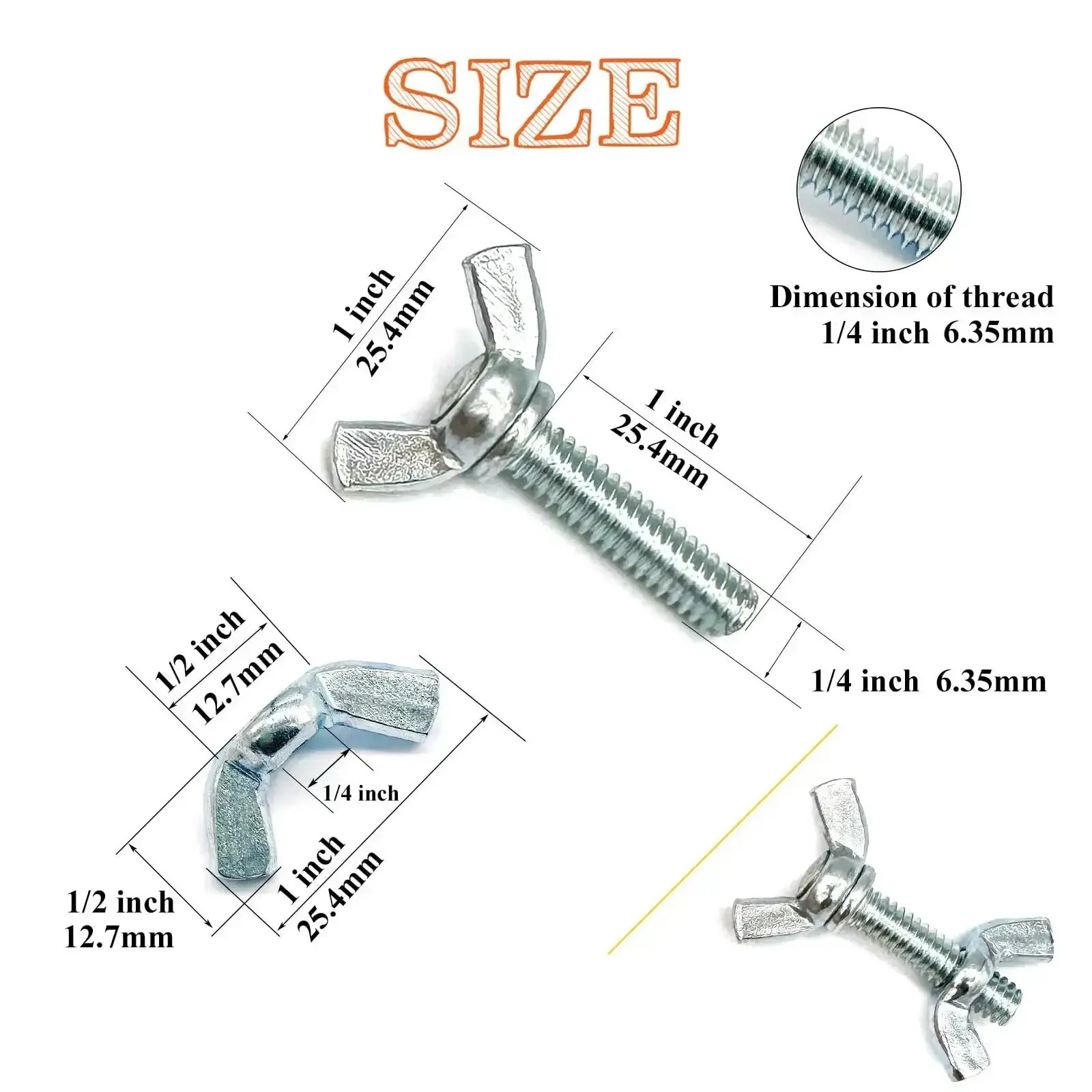 30 Piece Assortment Grab-And-Go Wing Nut And Wing Screw Kit With 1/4-20 Butterfly Screws And Nuts, Zinc Plated Hardware Fittings, Quick Grip Wing Head Fasteners For Easy Assembly, Stored In Clear Organizer Box - Image 7