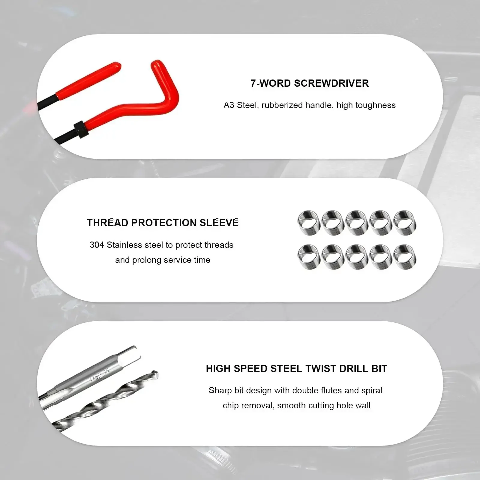 30 Piece M6 X 1.0mm Thread Repair Insert Kit Stainless Steel With Drill Bit And Install Tool For Portable Car Repair And Fast Hole Fix In Damaged Threads - Image 5