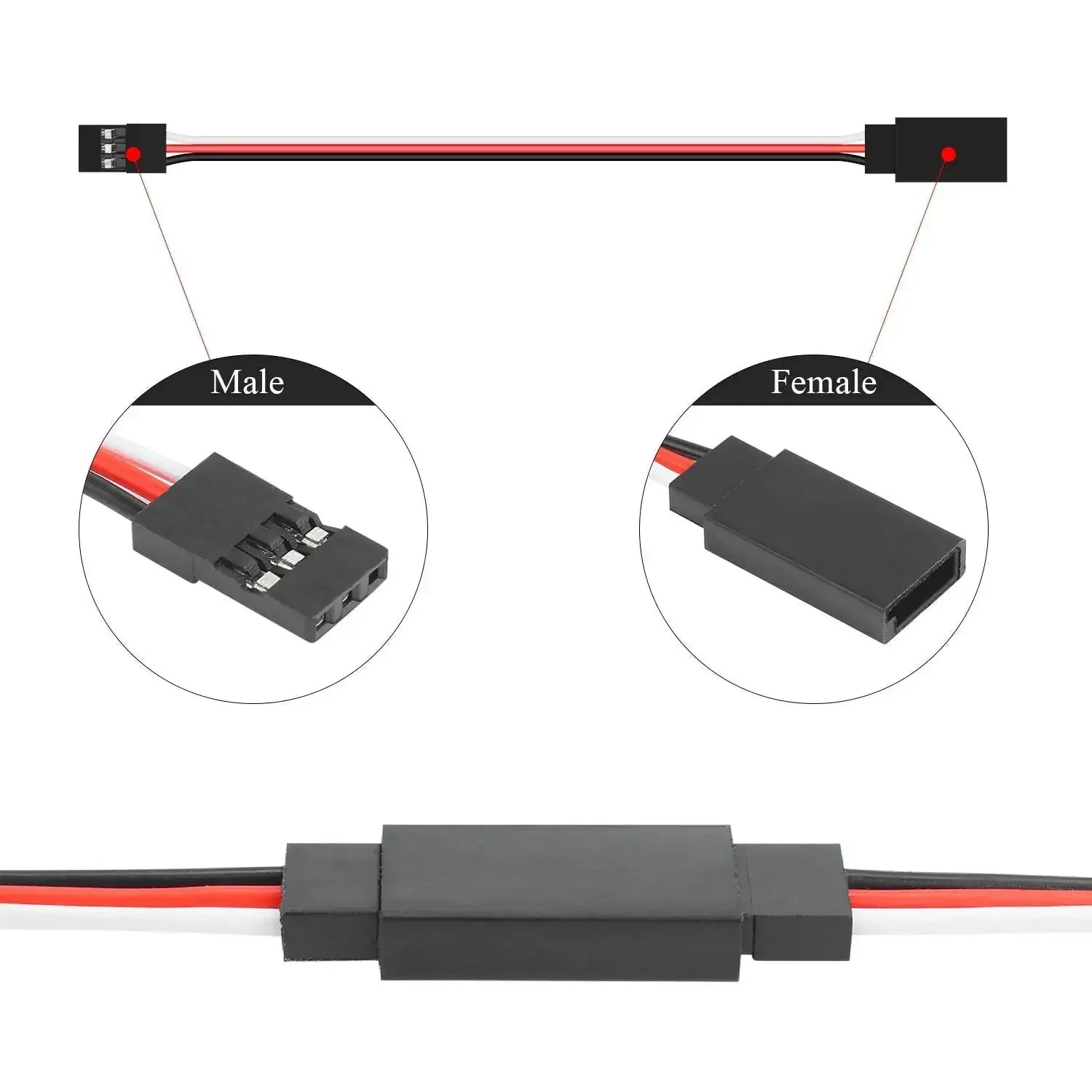 30 Piece Male To Female 3 Pin Servo Extension Cable Set With 22 AWG Copper Wires, High Quality RC Servo Lead Cables For Remote Control, Includes Five Lengths: 3.95 In, 5.9 In, 11.8 In, 19.7 In, 23.6 In - Image 5