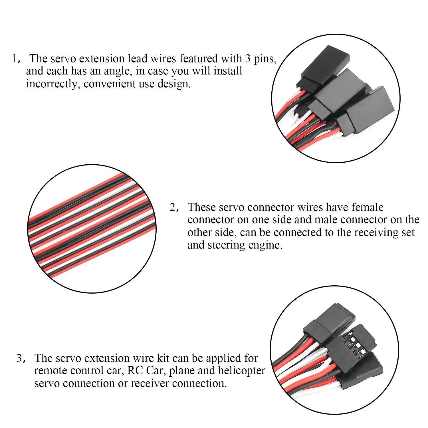 30 Piece Male To Female 3 Pin Servo Extension Cable Set With 22 AWG Copper Wires, High Quality RC Servo Lead Cables For Remote Control, Includes Five Lengths: 3.95 In, 5.9 In, 11.8 In, 19.7 In, 23.6 In - Image 6