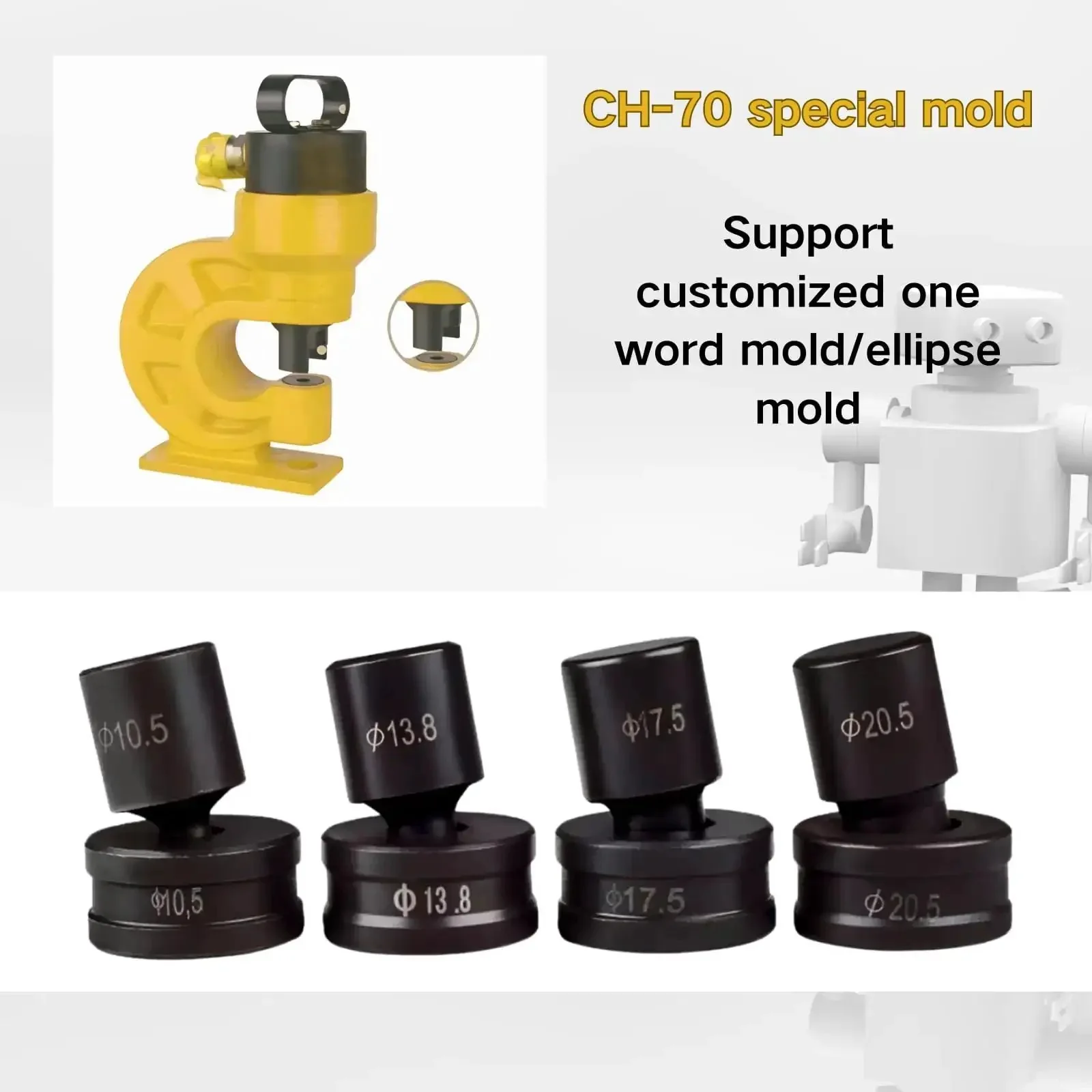 30 Piece Round Hole Punch Die Set For CH 70 Hydraulic Punch Machine, Heavy Duty Metal Dies For Steel Copper Aluminum, Includes 4.2mm To 13.8mm Punch Sizes, Chrome Steel Construction - Image 3