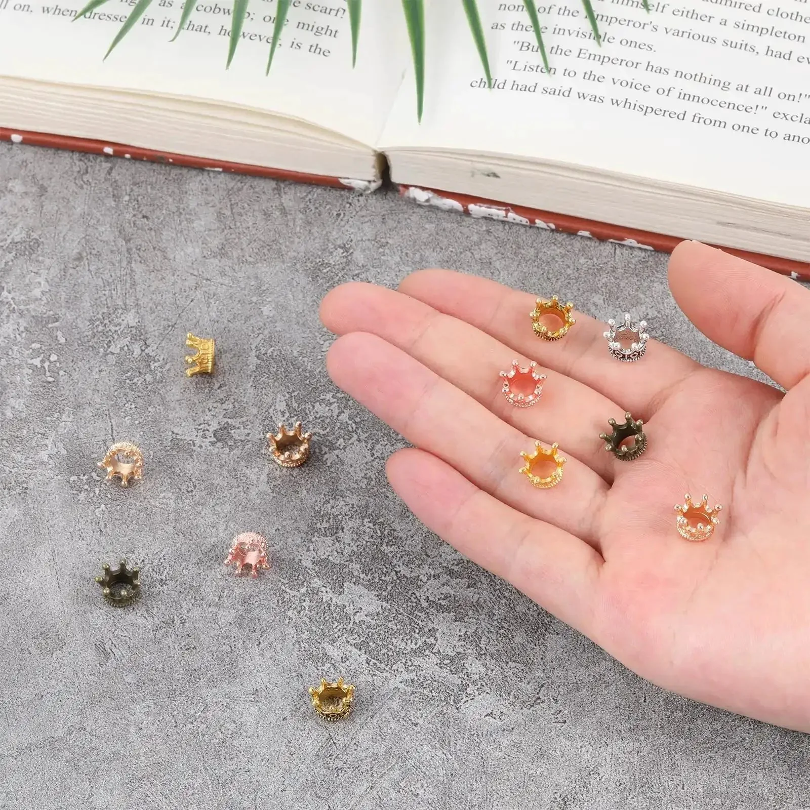 30 Pieces Mini Crown Charms Set For Crafters Mixed Color Vintage 3D Alloy King Crowns Beads Large Hole Spacer Beads For DIY Jewelry Making Necklaces And Bracelets - Image 2