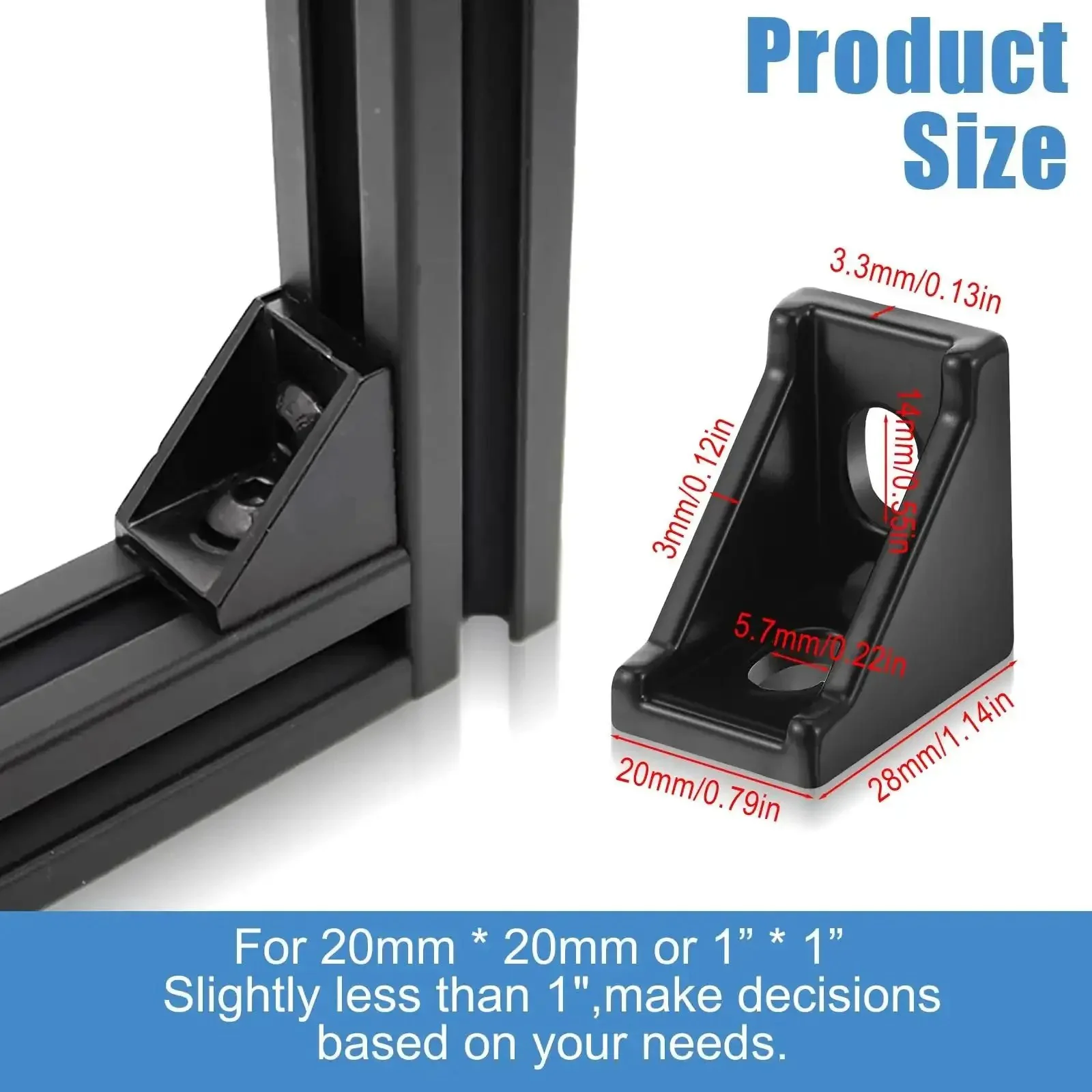 30 Set 2020 Aluminum Extrusion Corner Bracket Kit With 60 T Slot Nuts And 60 M5 Screws And 60 Washers For 20 Series Rails Like 20x20 2040 80x20 Black Finish For Your Build Gear - Image 7