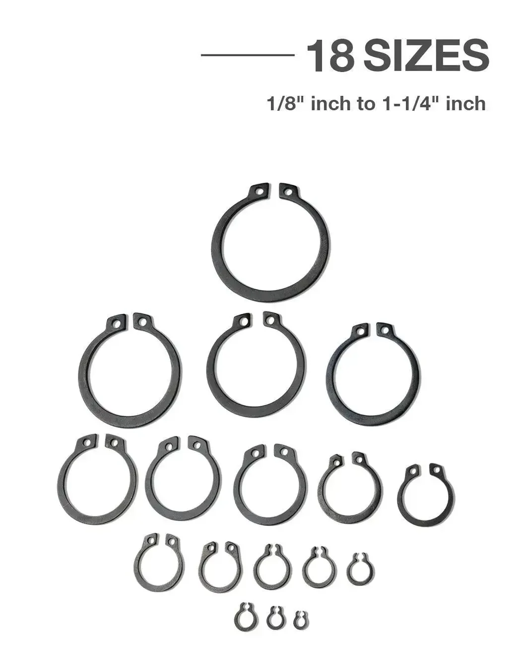 300 Piece Snap Ring Set With 18 Sizes For Axles And Shafts, E Clip Ring Assortment Kit, Pro Grade Tools For Automotive And Mechanical Maintenance, Handy Ring Kit For DIYers And Pros - Image 2