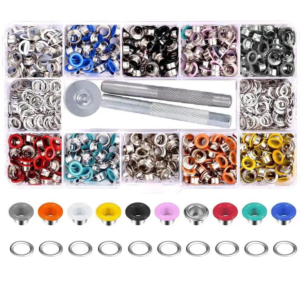 300 Set 6mm Colorful Grommets Eyelets Kit With Metal Eyelets And Installation Tool For DIY Projects Clothes Shoes And Crafts Includes Punch Base And Install Tool In A Rainbow Of Colors