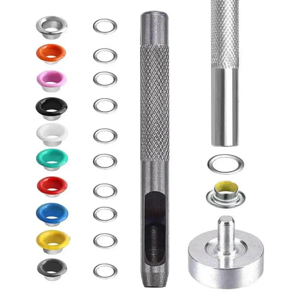300 Set 6mm Colorful Grommets Eyelets Kit With Metal Eyelets And Installation Tool For DIY Projects Clothes Shoes And Crafts Includes Punch Base And Install Tool In A Rainbow Of Colors - Image 5