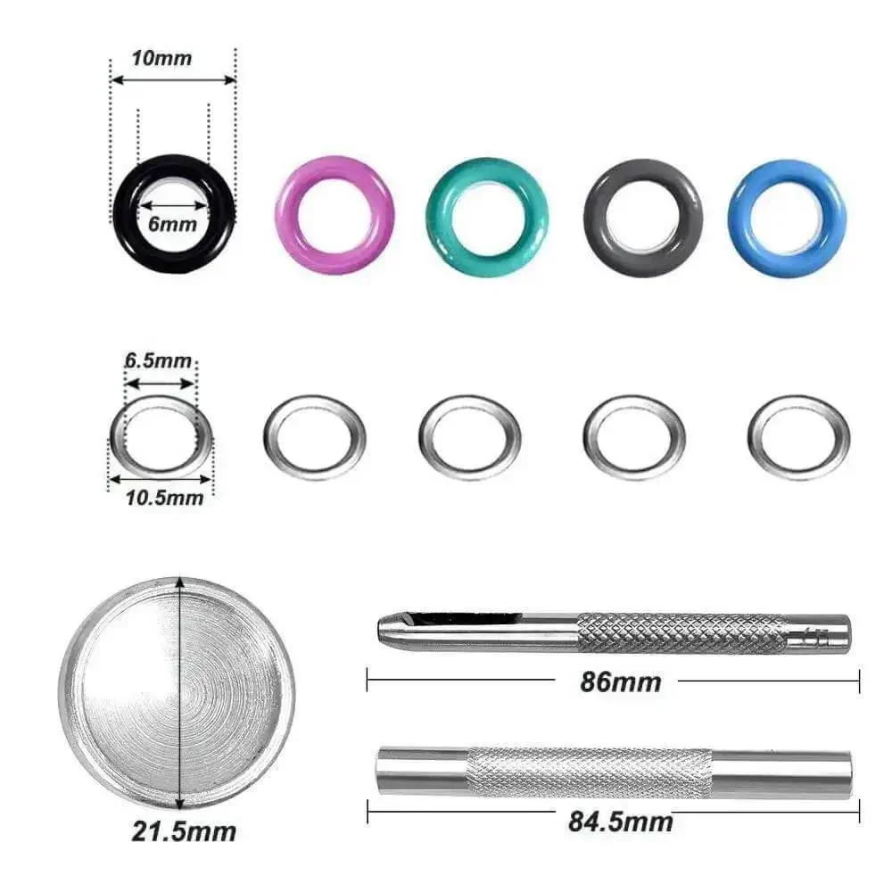 300 Set 6mm Colorful Grommets Eyelets Kit With Metal Eyelets And Installation Tool For DIY Projects Clothes Shoes And Crafts Includes Punch Base And Install Tool In A Rainbow Of Colors - Image 6
