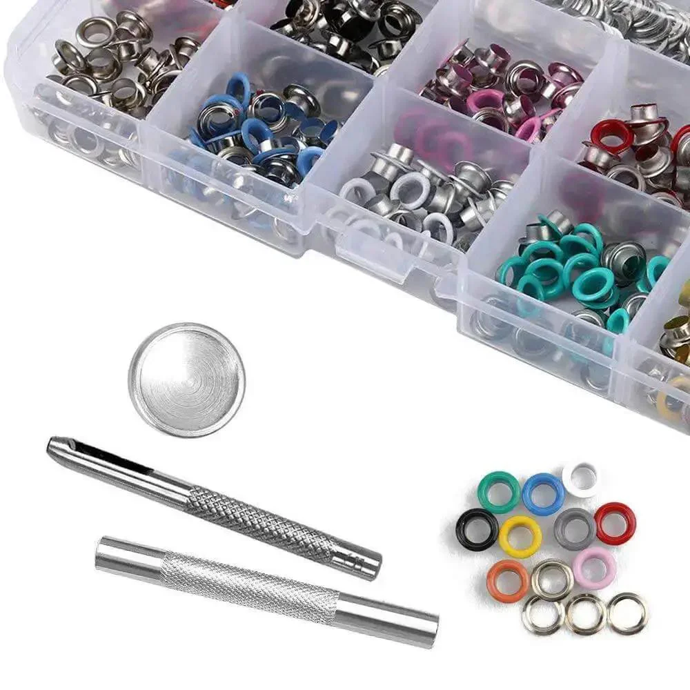 300 Set 6mm Colorful Grommets Eyelets Kit With Metal Eyelets And Installation Tool For DIY Projects Clothes Shoes And Crafts Includes Punch Base And Install Tool In A Rainbow Of Colors - Image 7