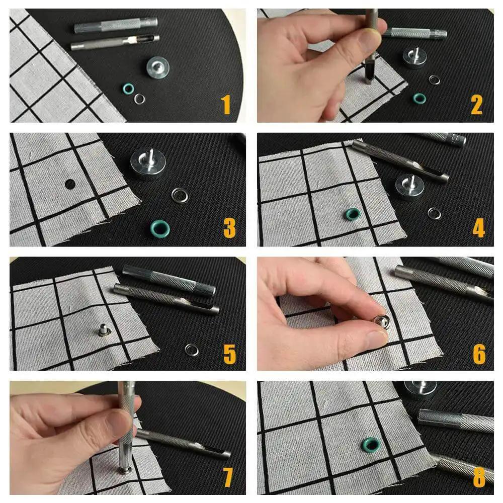 300 Set Metal Grommet Kit With Eyelets And Washers, Includes Base, Punch And Install Tool, 10 Color Grommets For DIY Clothes Shoes Bags And Crafts, Storage Box Included, Perfect For Repair And Decoration - Image 3