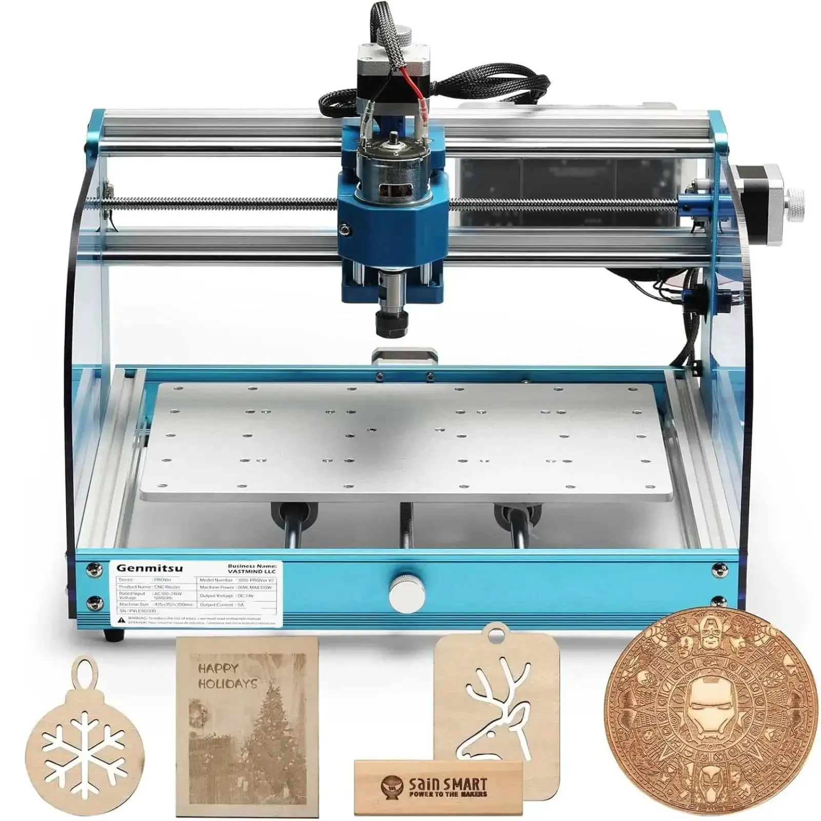 3018 ProVer V2 Desktop CNC Milling Machine For Beginners With Limit Switches And Emergency Stop, Upgraded Z Axis Aluminum Spoilboard, 284 X 180 X 40 mm Working Area, A Solid Starter CNC For DIYers, Makers, Gifts, Signage, And Small Batch Prototyping