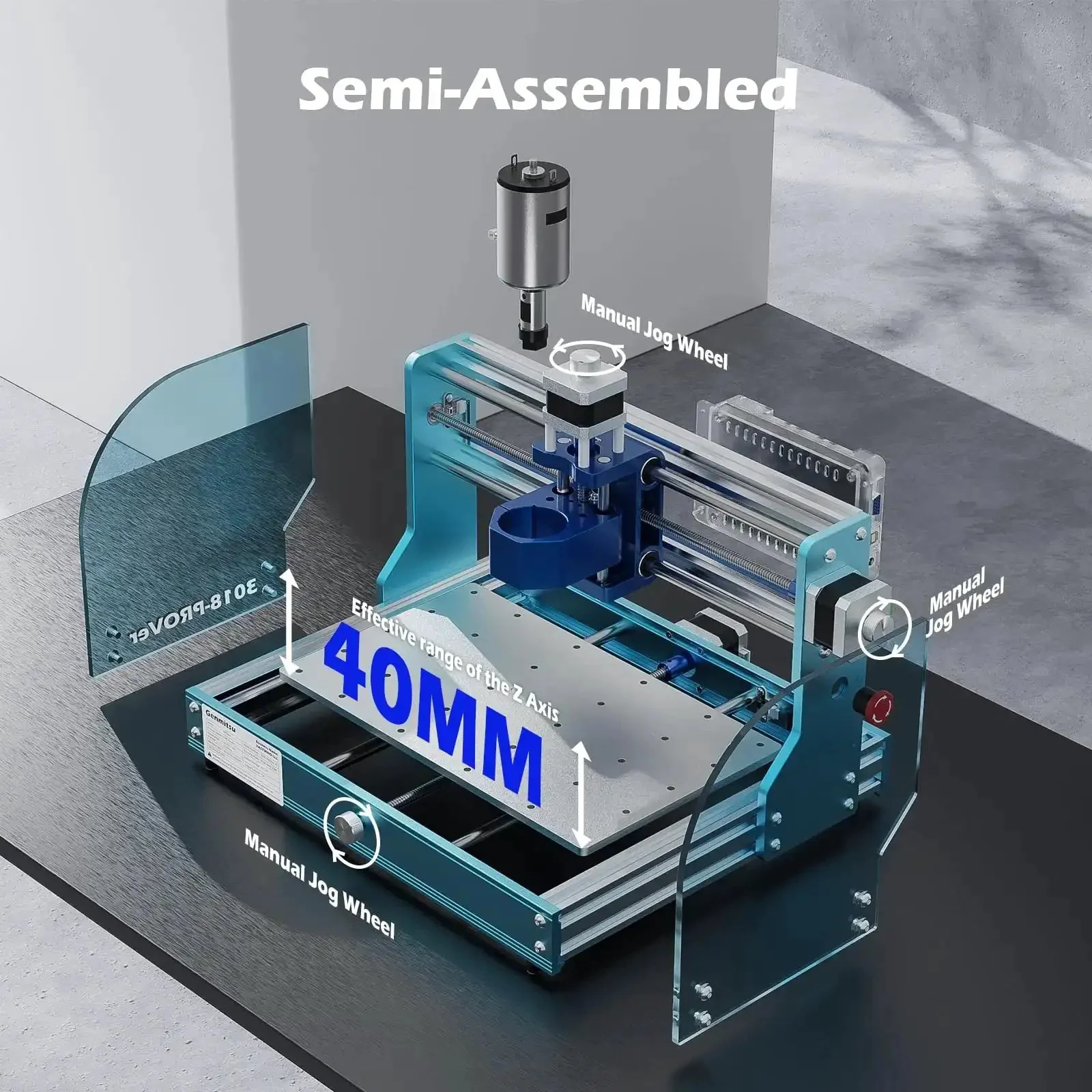 3018 ProVer V2 Desktop CNC Milling Machine For Beginners With Limit Switches And Emergency Stop, Upgraded Z Axis Aluminum Spoilboard, 284 X 180 X 40 mm Working Area, A Solid Starter CNC For DIYers, Makers, Gifts, Signage, And Small Batch Prototyping - Image 5