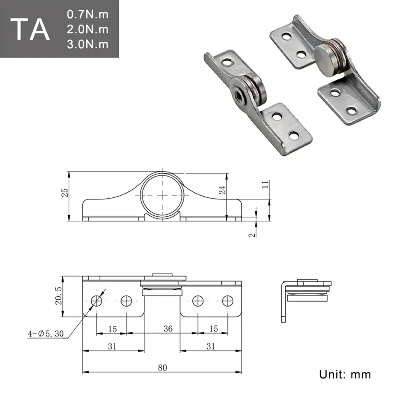 304 Stainless Steel Damping Gate Hinge Right Hand Non Adjustable Torque 2 Nm One Piece For Doors And Gates With Smooth Close And Durable Hardware Suitable For Outdoor Fences - Image 3