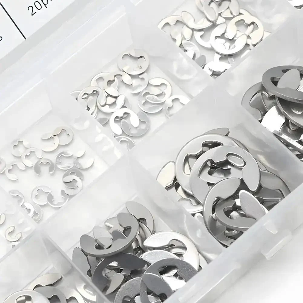 304 Stainless Steel E Clip Retaining Ring Set, 200 Pcs All In One Kit M1.5 To M10 External Rings For Washers Bearings Gears Pulleys And Axles, Includes Storage Box, Rust Resistant And Durable For Indoor Outdoor Use - Image 2