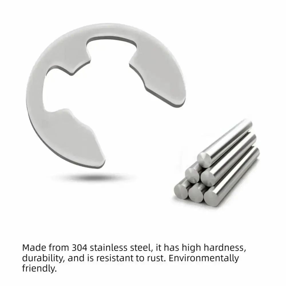 304 Stainless Steel E Clip Snap Ring Set 200 Pcs Kit With 20 Sizes From 1.5mm To 10mm For Shaft Groove Retaining Rings In Mechanical Assemblies Durable And Easy To Install For Auto Bike And Machinery Projects - Image 2