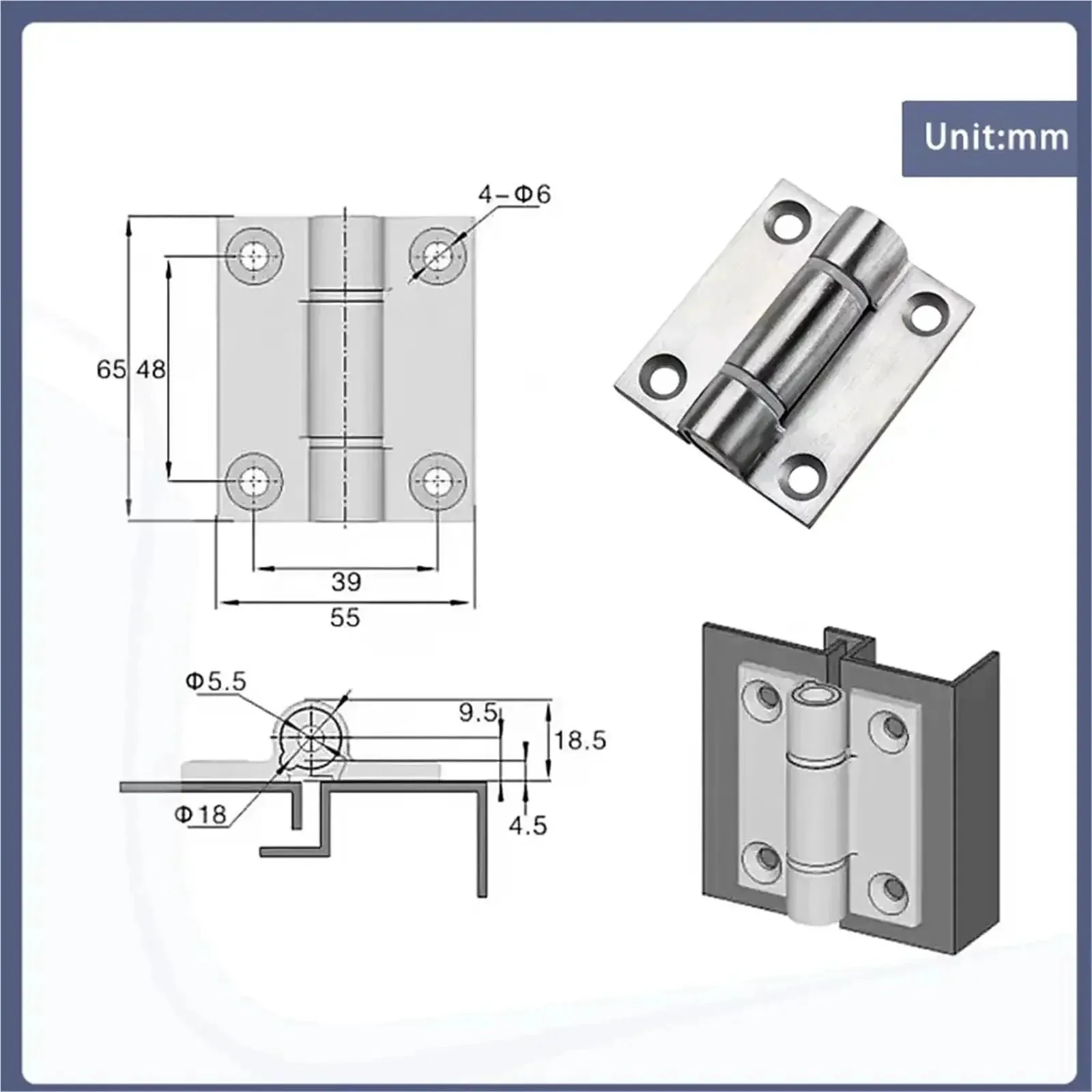 304 Stainless Steel Electrical Cabinet Door Hinge for Folding Doors With Torque Intermediate Shaft Single Pack 1 Piece Built To Last Durable Latch And Smooth Operation - Image 2