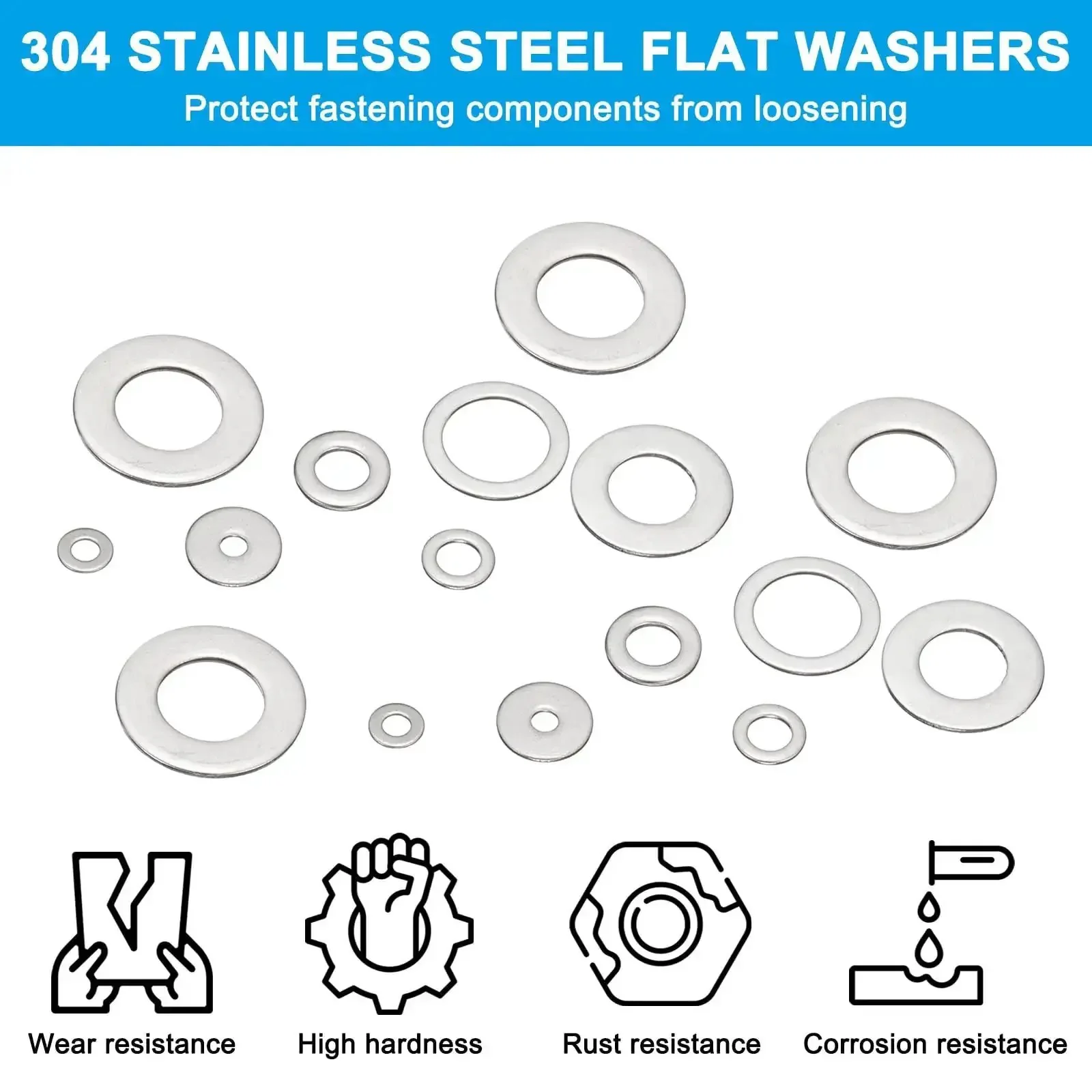 304 Stainless Steel Fender Washers Set, 10 Pack, Flat Washers 3/4 Inch ID X 1 1/3 Inch OD X 0.12 Inch Thick, Heavy Duty For Screws And Bolts, Durable Hardware Washers - Image 3