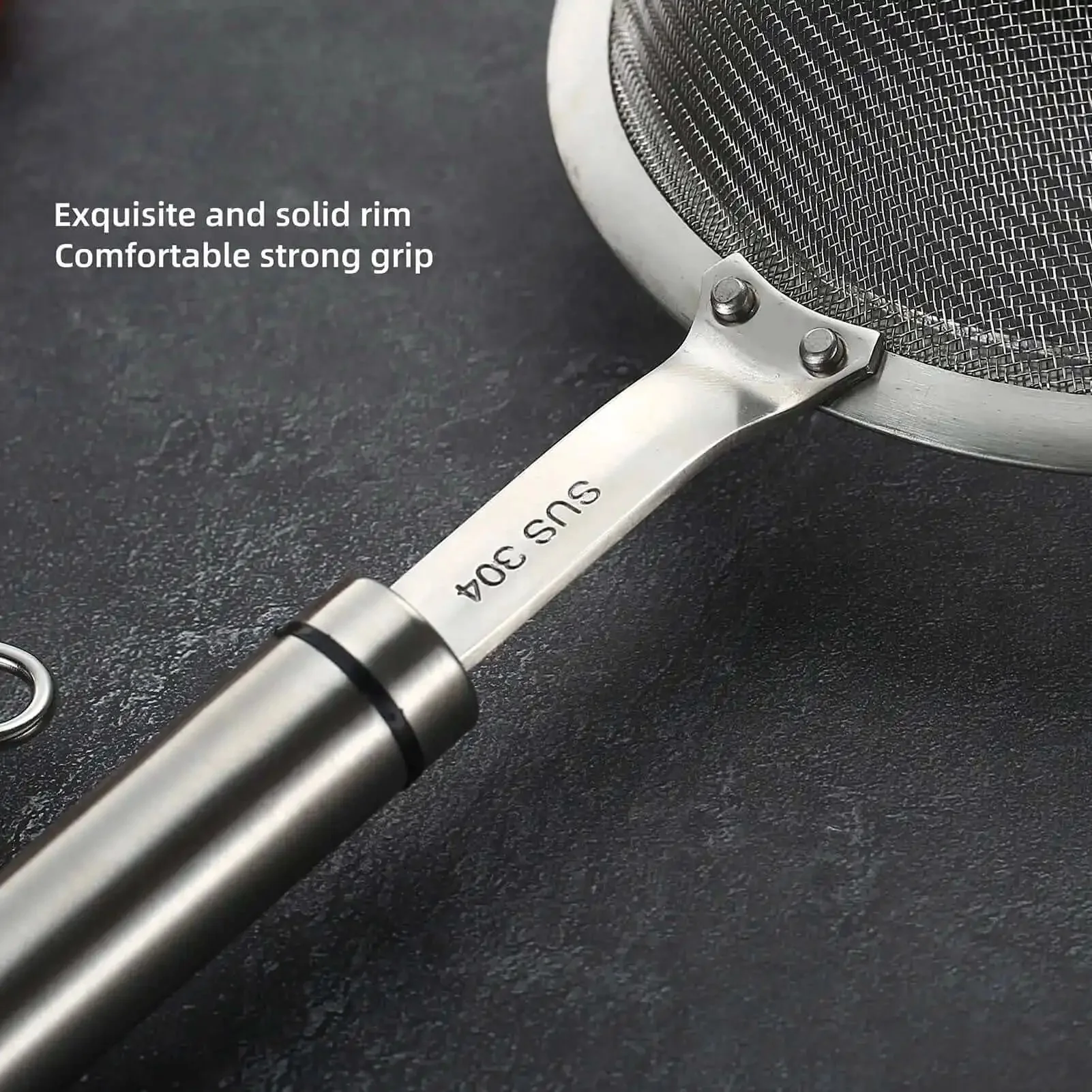 304 Stainless Steel Fine Mesh Strainer With Handle Skimmer For Kitchen Must Have Pro Grade Dishwasher Safe Colander Sieve For Tea Rice Noodles Oil Fruits And Vegetables Heavy Duty Mirror Finish Scratch Free Easy Clean - Image 4
