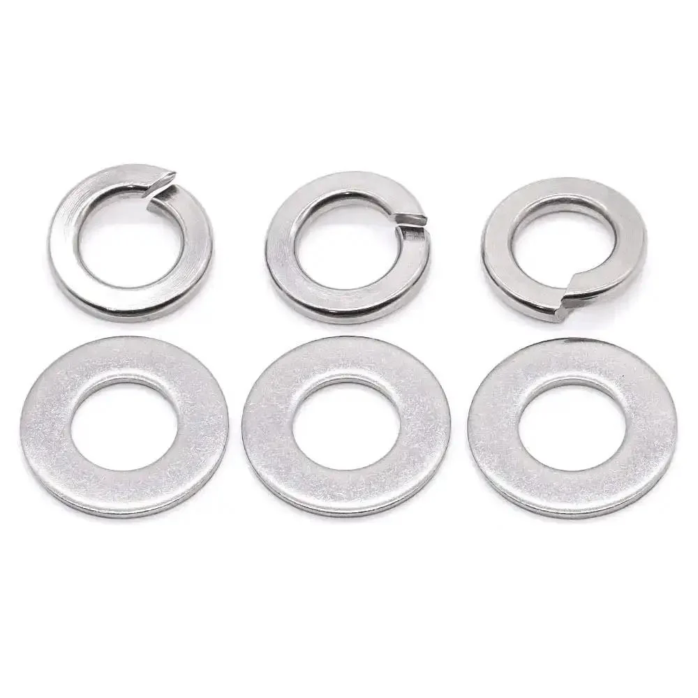 304 Stainless Steel Flat Washers and Lock Washers Set Built to Last, 100 Pcs Total, 50 Flat Washers 13/32 Inch ID by 7/8 Inch OD, 0.08 Inch Thick, 50 Lock Washers 3/8 Inch ID by 0.67 Inch OD, No Finish, Hardware Assortment - Image 5