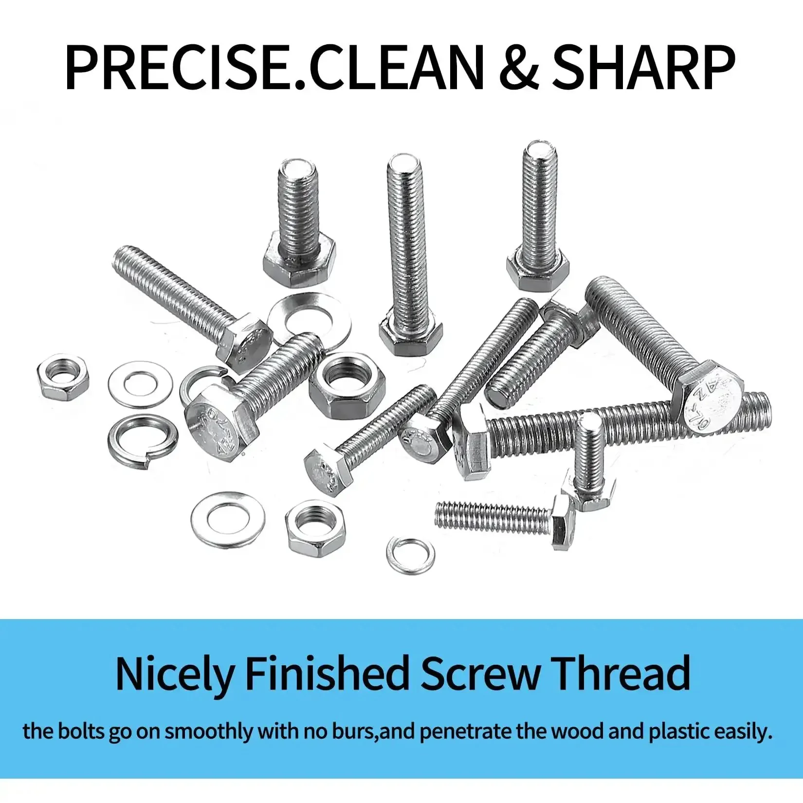 304 Stainless Steel Hex Bolts Nuts And Washers Kit With 496 Pieces, Metric M4 M5 M6 Assortment For Quick DIY Projects, Includes Flat And Spring Lock Washers, Rust Resistant Machine Screws Bolts Nuts Hardware Set - Image 5