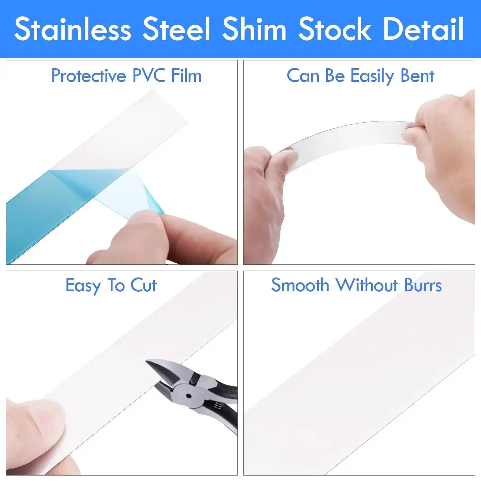 304 Stainless Steel Shim Stock Set 12 Inch Length, 1 Inch Width, 0.024 Inch Thick Metal Strips For Gap Filling, Trim Strips, Easy Bend Shims, DIY Home, Auto Or Workshop Projects - Image 4
