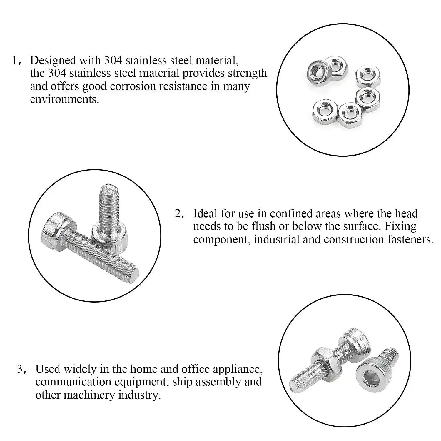 310 Piece Stainless Steel 304 Hex Socket Head Cap Bolts Screws Nuts Kit With Allen Wrench M2 M4 M6 M8 M10 M12 M16 M20 For DIY Projects Robotics And Mechanical Fasteners - Image 5