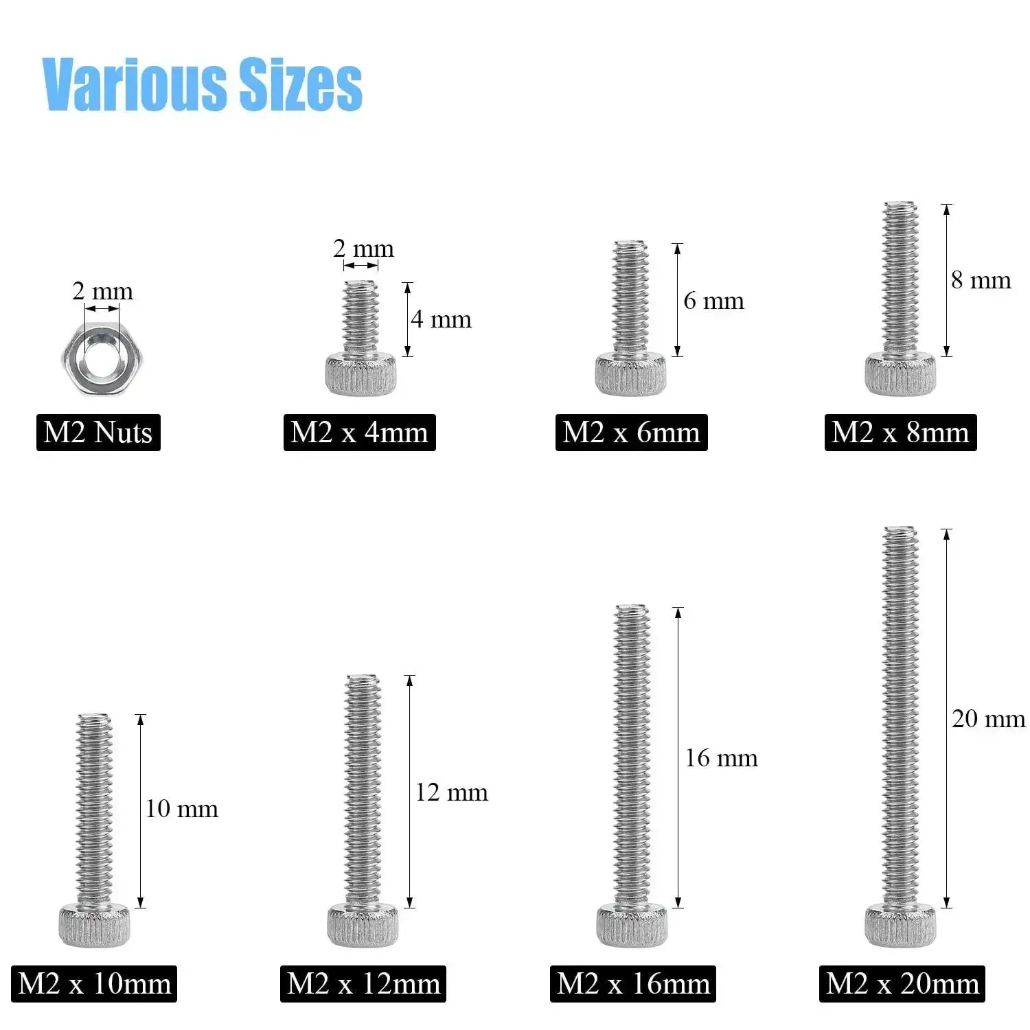 310 Piece Stainless Steel 304 Hex Socket Head Cap Bolts Screws Nuts Kit With Allen Wrench M2 M4 M6 M8 M10 M12 M16 M20 For DIY Projects Robotics And Mechanical Fasteners - Image 6