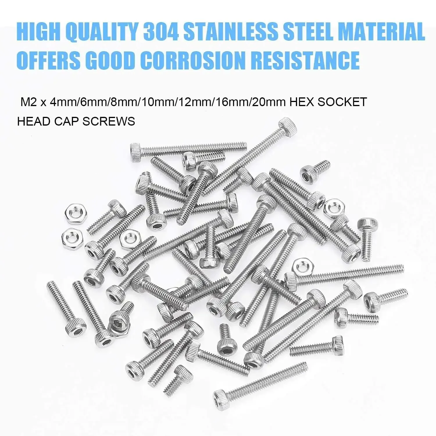 310 Piece Stainless Steel 304 Hex Socket Head Cap Bolts Screws Nuts Kit With Allen Wrench M2 M4 M6 M8 M10 M12 M16 M20 For DIY Projects Robotics And Mechanical Fasteners - Image 7