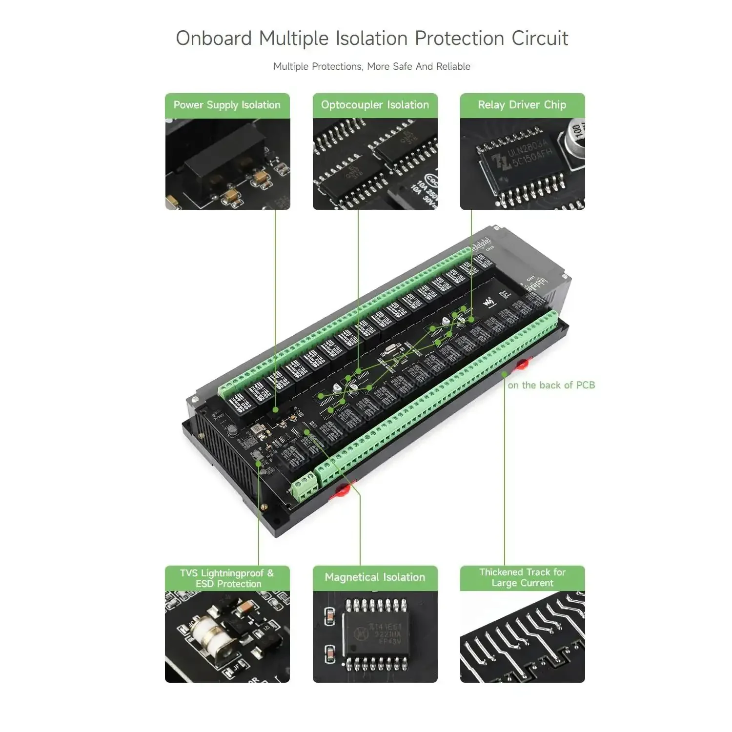 32 Channel Modbus RTU Relay Module With RS485 Interface, Isolation Protection Circuits, Industrial Rail Mount Case, Configurable Address 1 To 255, Cascadable Onboard Regulator For 7 To 36V Power, Includes Flash On Off Timing Function - Image 5
