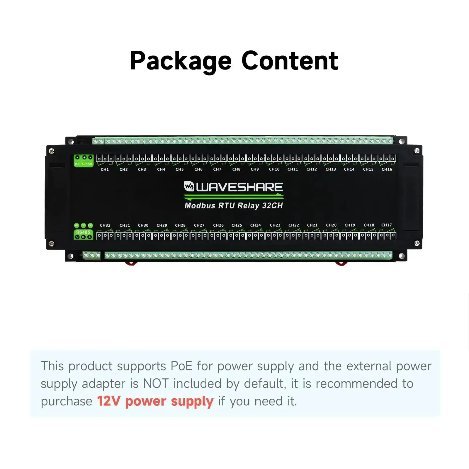 32 Channel Modbus RTU Relay Module With RS485 Interface, Isolation Protection Circuits, Industrial Rail Mount Case, Configurable Address 1 To 255, Cascadable Onboard Regulator For 7 To 36V Power, Includes Flash On Off Timing Function - Image 8