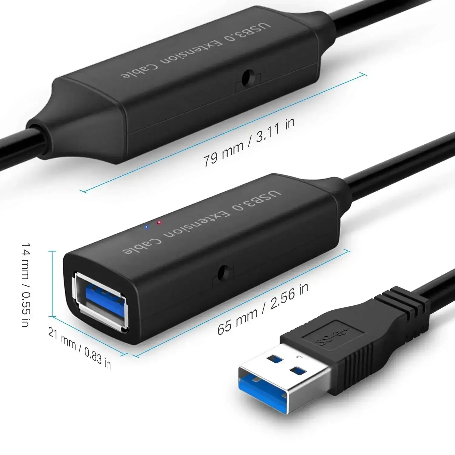 32 Foot USB 3.0 Active Extension Cable With 5V 2A Power Adapter And Built In Signal Booster Chips For Xbox One PS4 PC Printer Keyboard Mouse And Other USB 3.0 Gear - Image 2