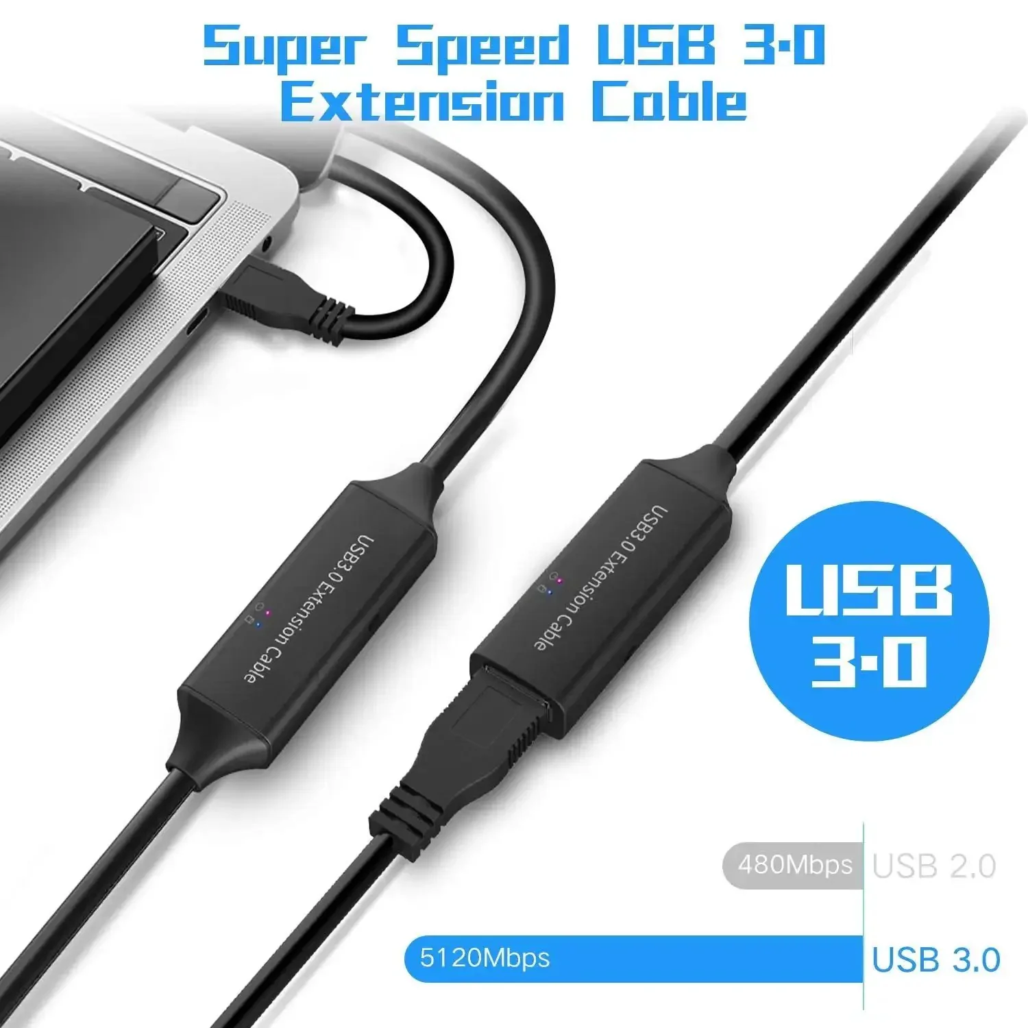32 Foot USB 3.0 Active Extension Cable With 5V 2A Power Adapter And Built In Signal Booster Chips For Xbox One PS4 PC Printer Keyboard Mouse And Other USB 3.0 Gear - Image 7
