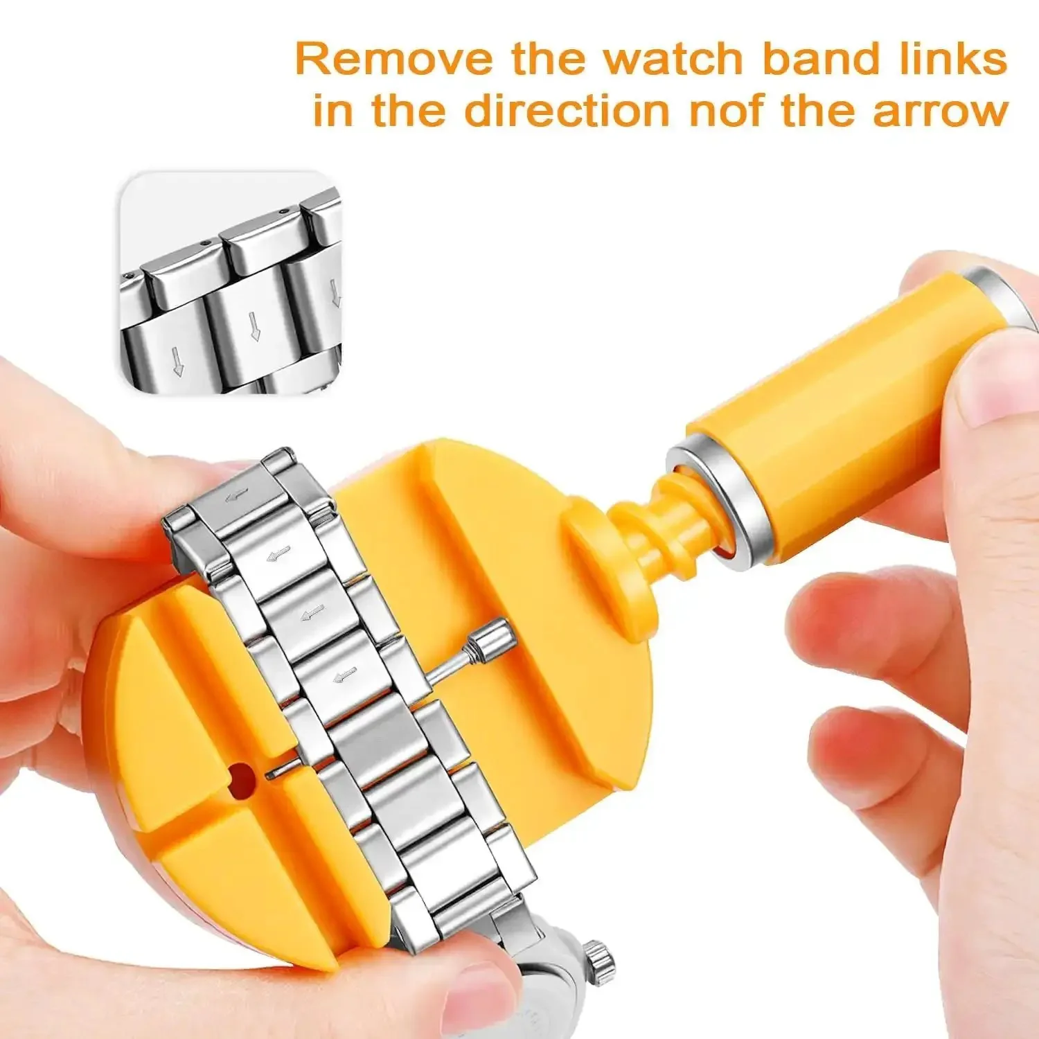 32 Piece Watch Link Removal Kit With Pro Band Replacement Tool For DIYers, 10 Spare Spring Bars And 10 Cotter Pins, Double Head Hammer, Plus 6 Extra Pins For Quick, Easy Watch Band Adjustments - Image 8